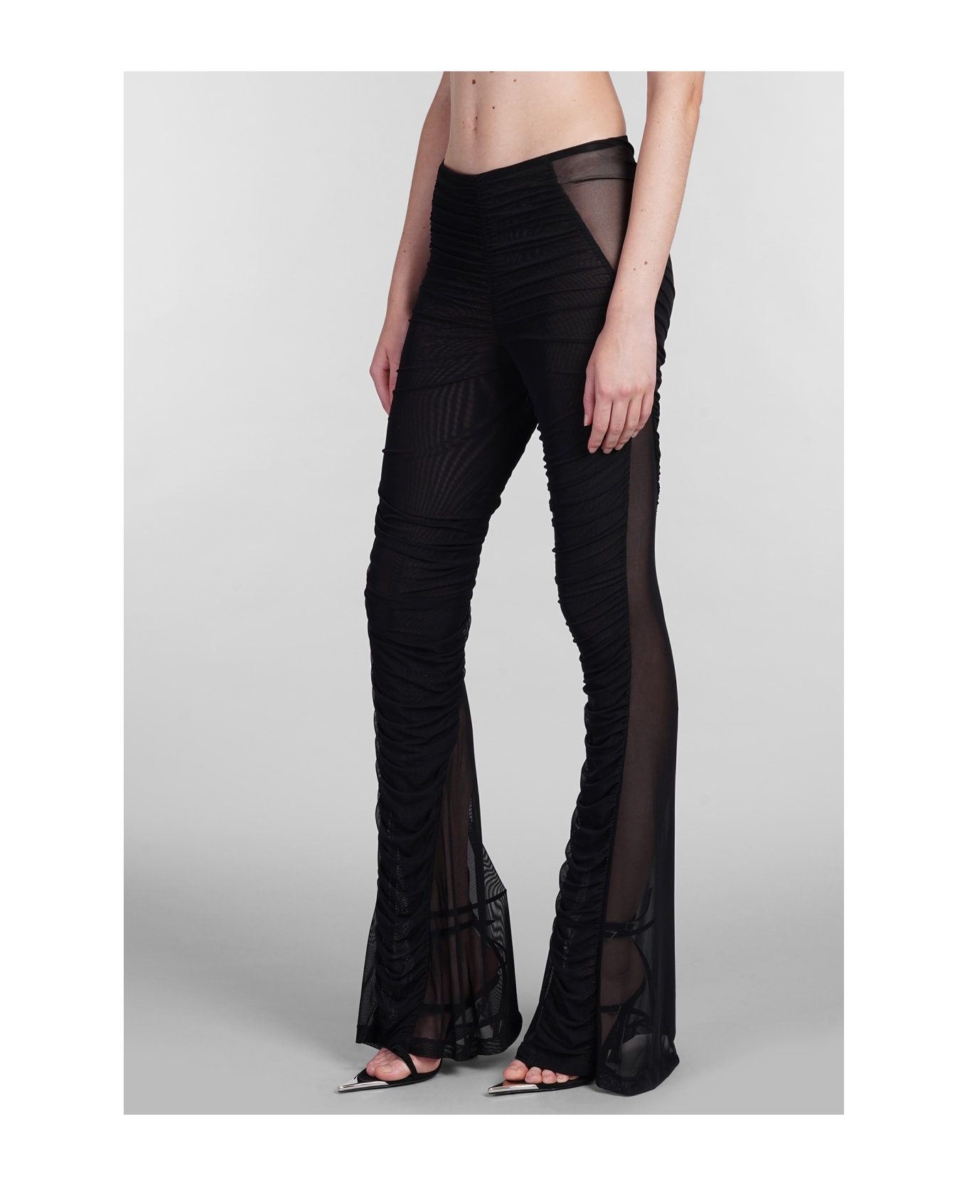 Mugler Pants In Black Polyamide - black