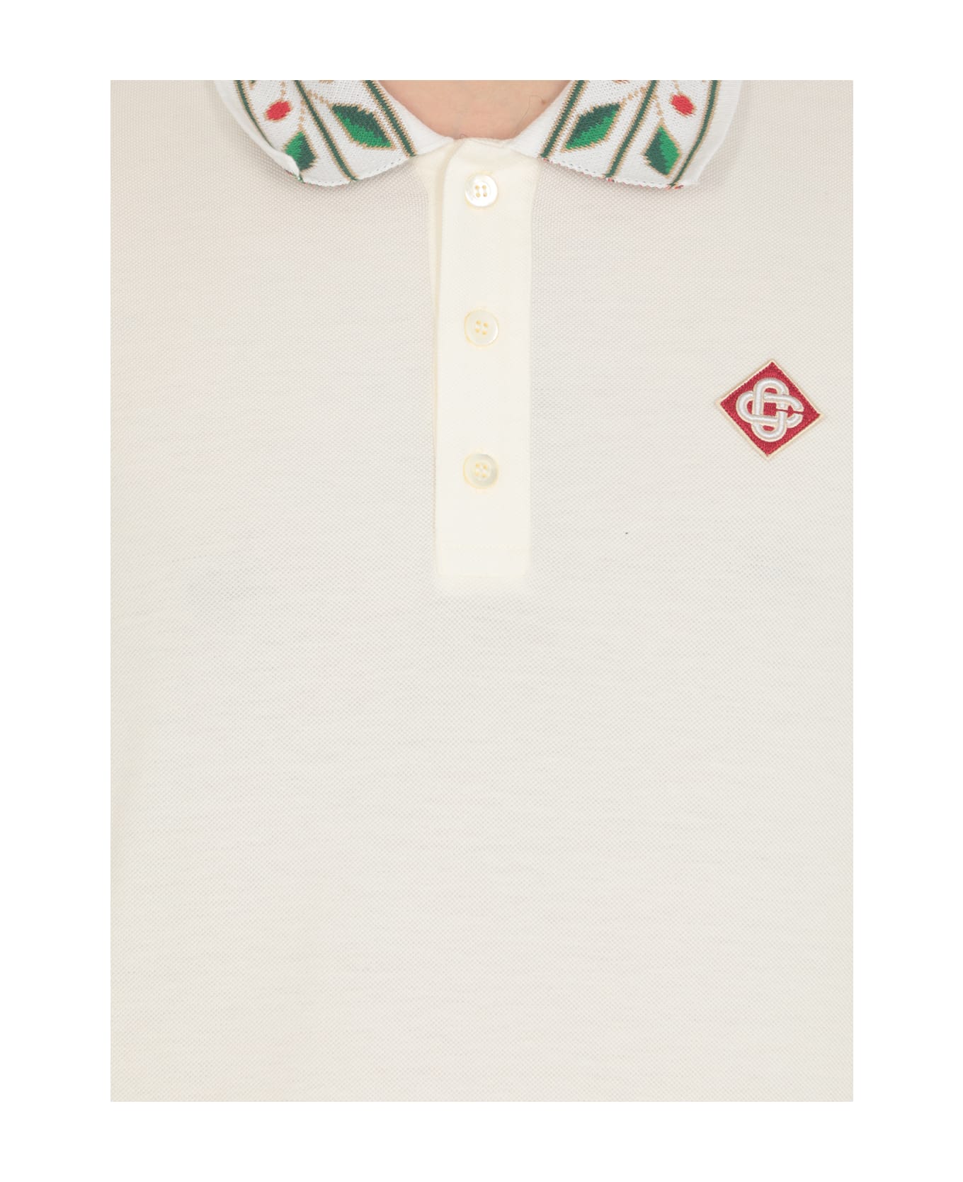 Casablanca 'laurel Logo' Polo Shirt - White
