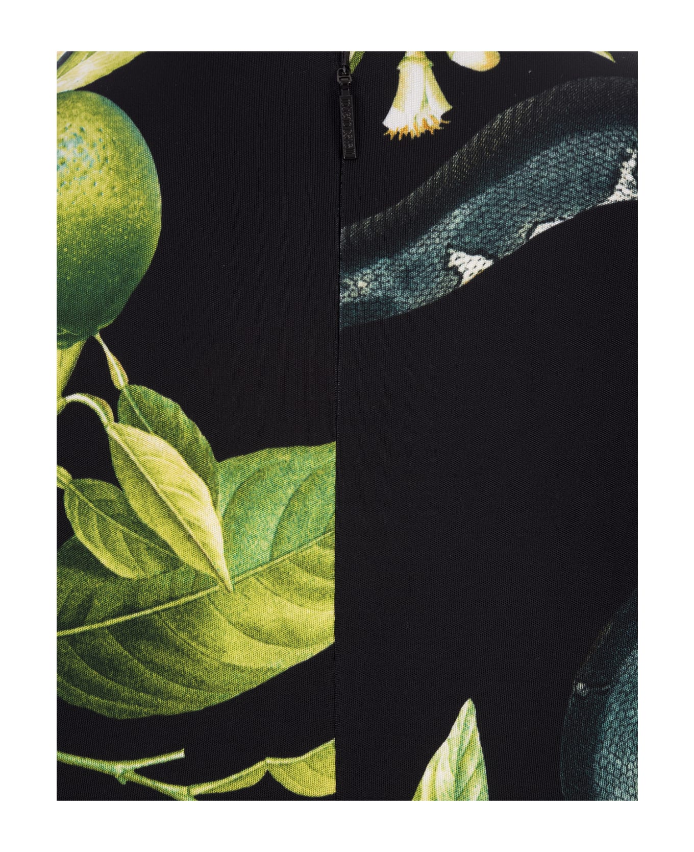 Roberto Cavalli Long Black Dress With Lemons Print - Black