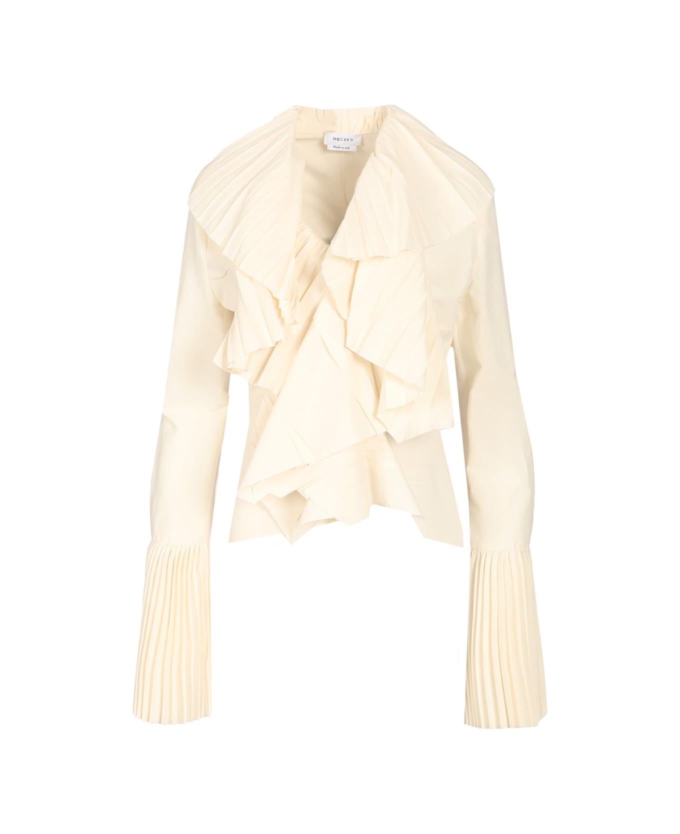 Alexander McQueen Pleated Blouse With Ruffles - White