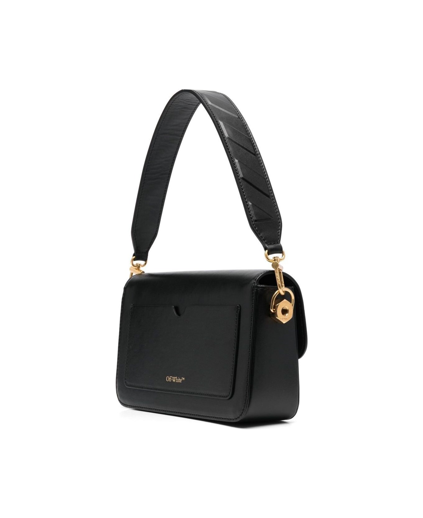 Off-White Binder Clip Crossbody Bag In Black Leather Woman - Black