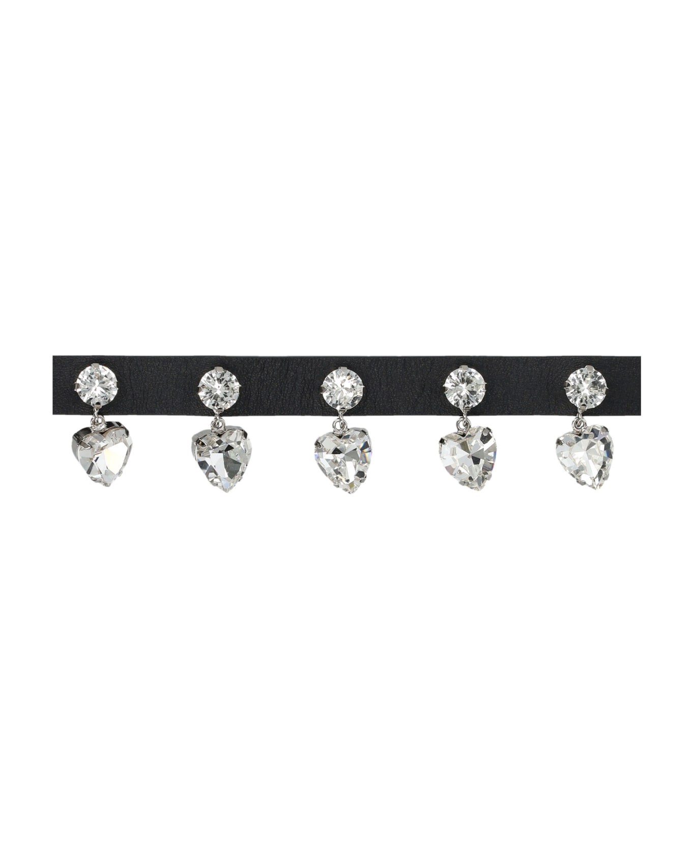 Alessandra Rich Chocker With Pendent Crystals - BLACK + CRYSTAL ネックレス