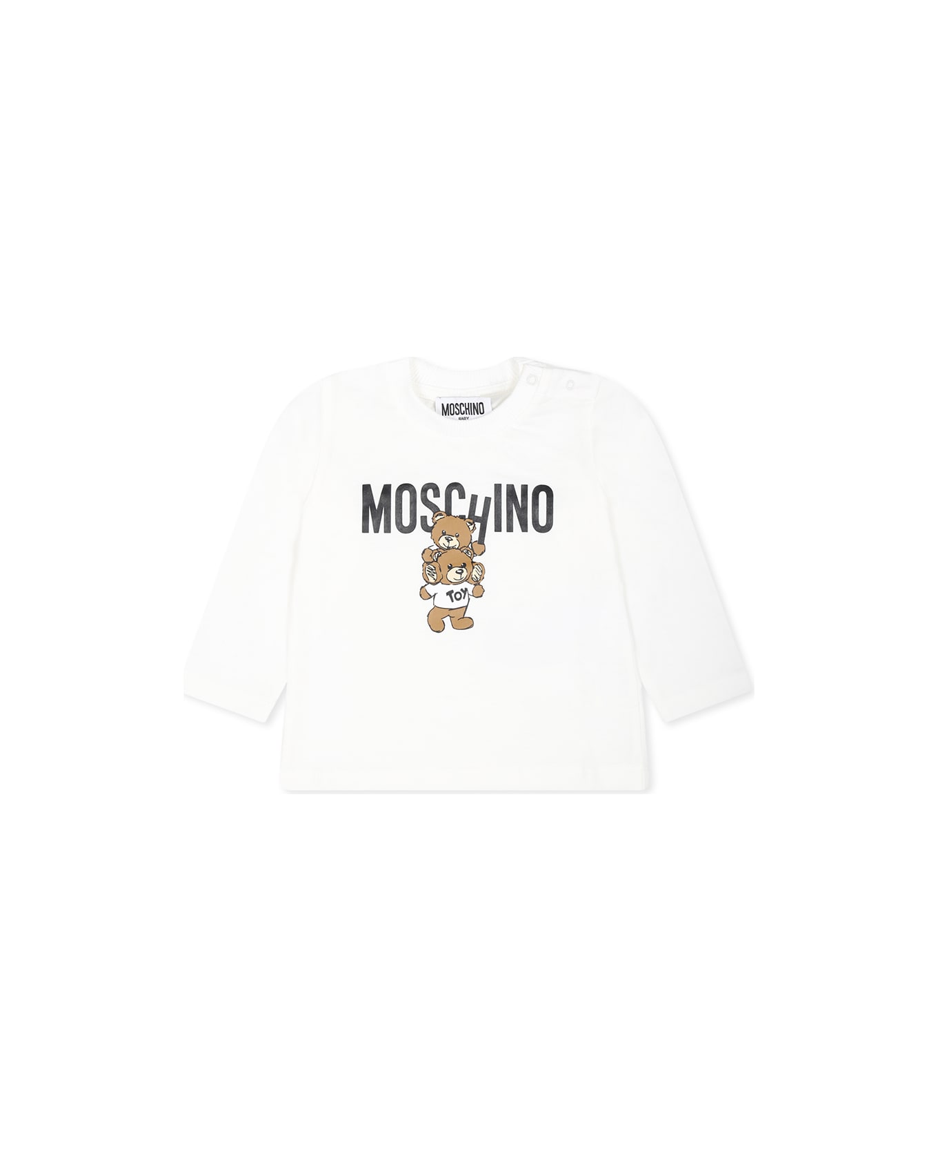 Moschino White T-shirt For Babykids With Teddy Bear - Ivory