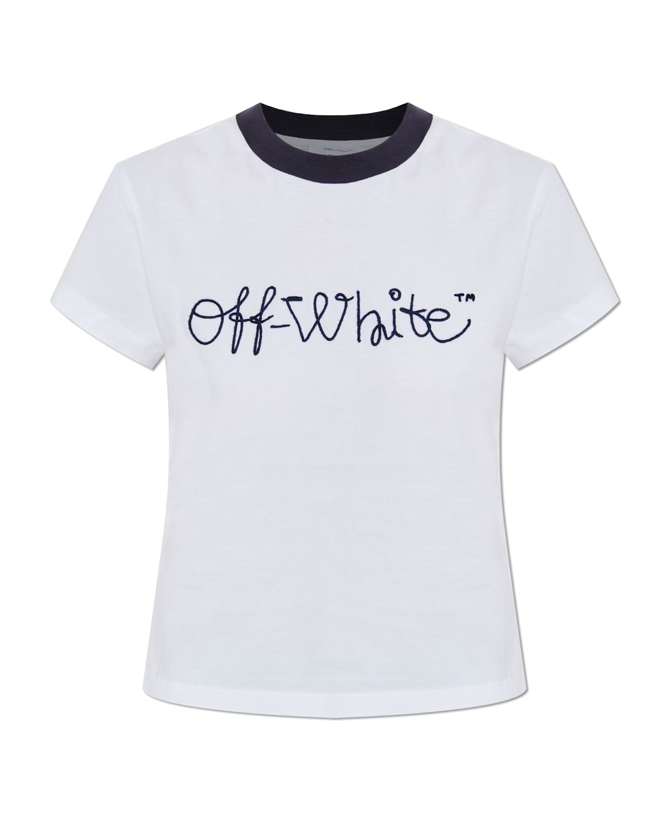 Off-White T-shirt With Logo - White E Blue Iris