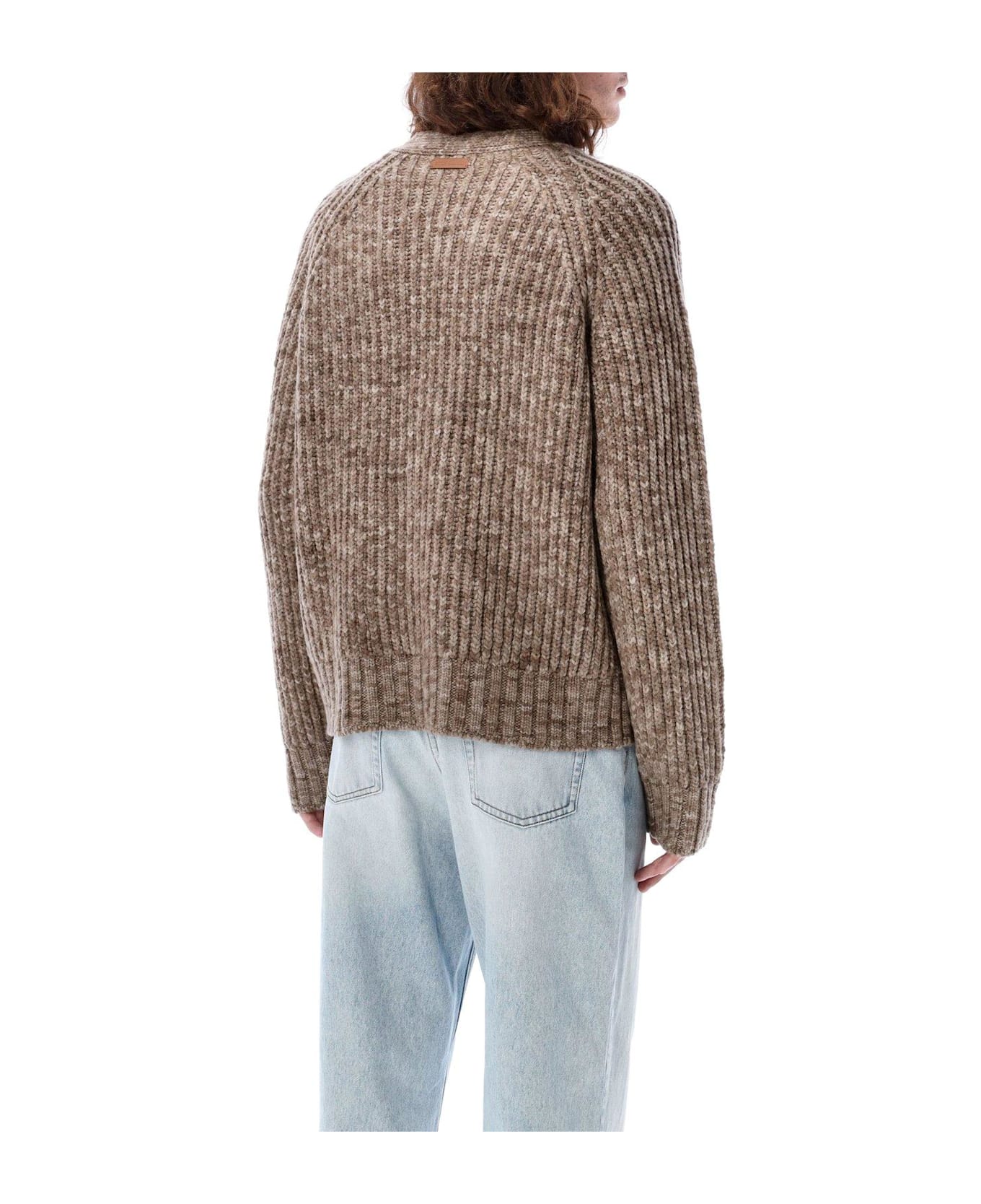 Ami Alexandre Mattiussi Paris Chunky Knitted Cardigan - NEUTRALS