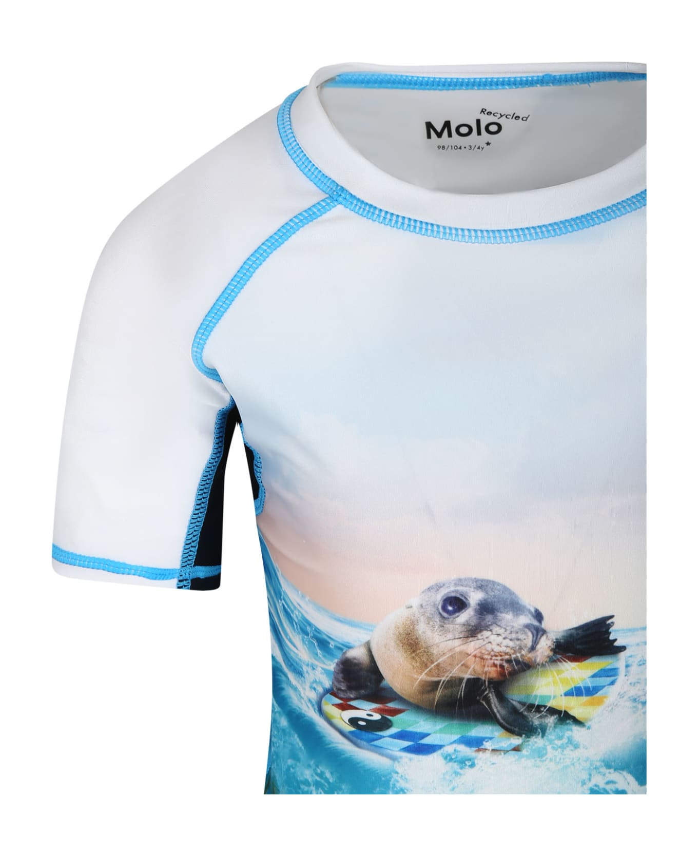 Molo Light Blue T-shirt For Boy With Seal Print - Light Blue