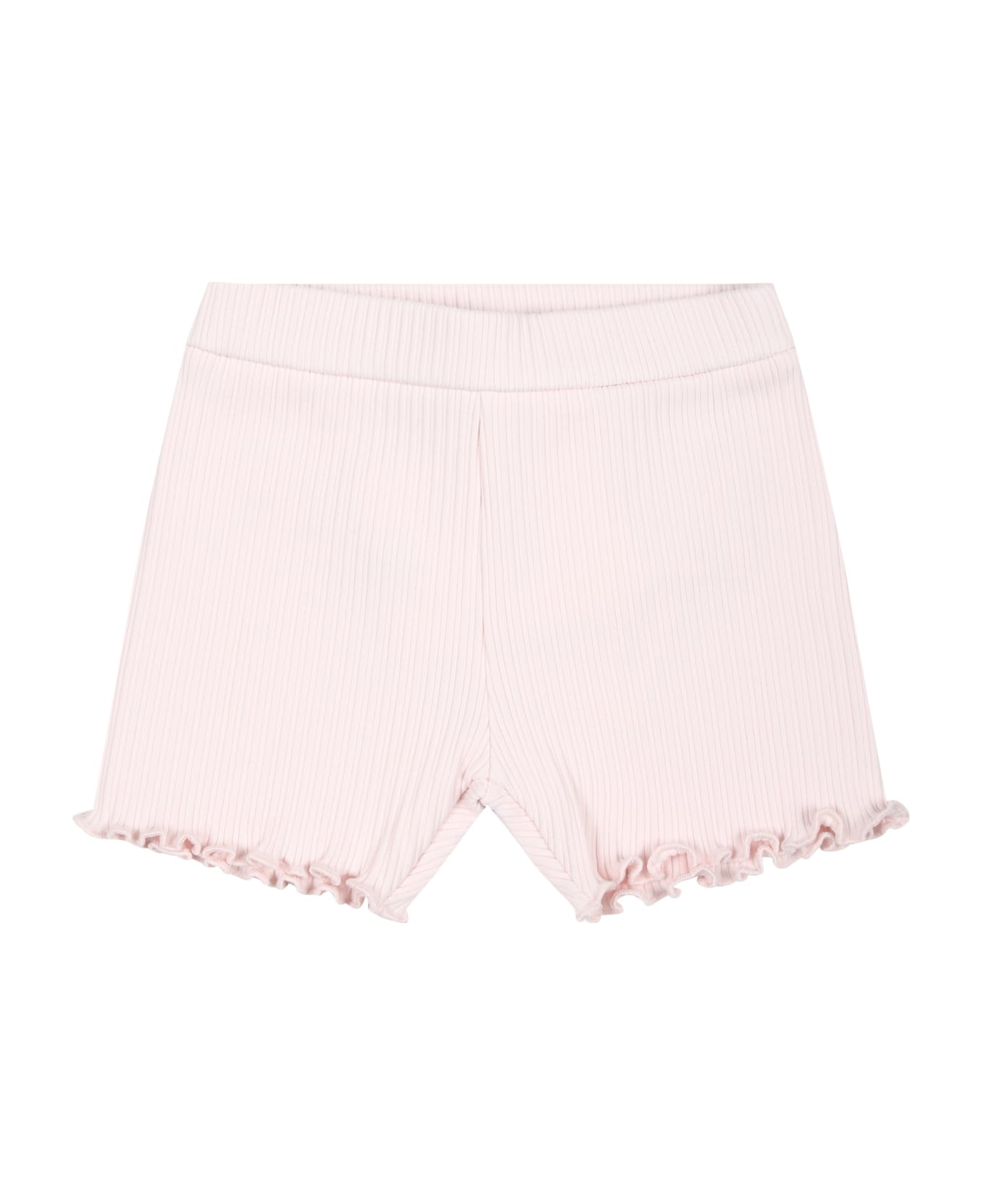 Moncler Pink Sports Shorts For Baby Girl With Logo - Pink