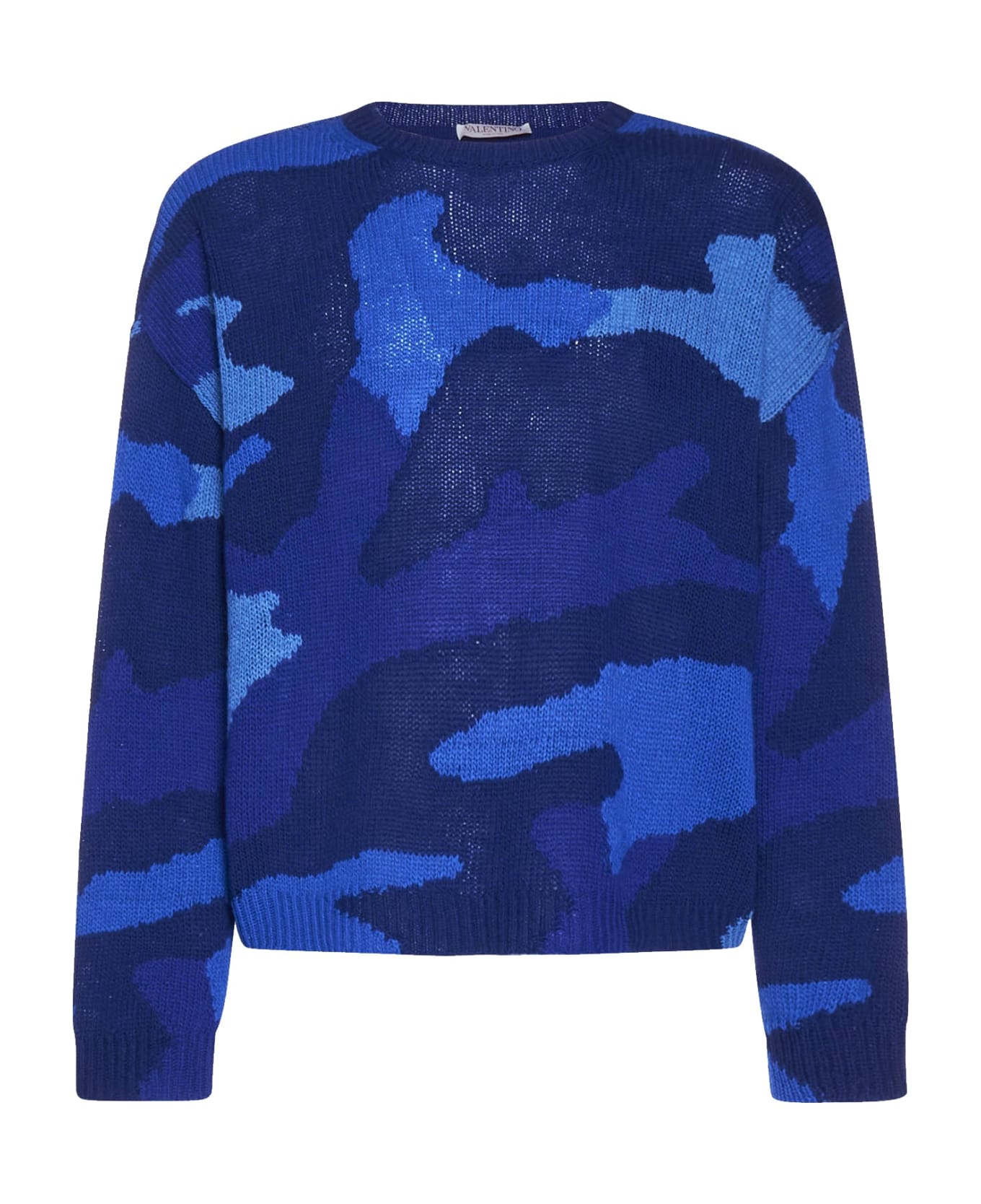 Valentino Wool Printed Sweater - Blue ニットウェア