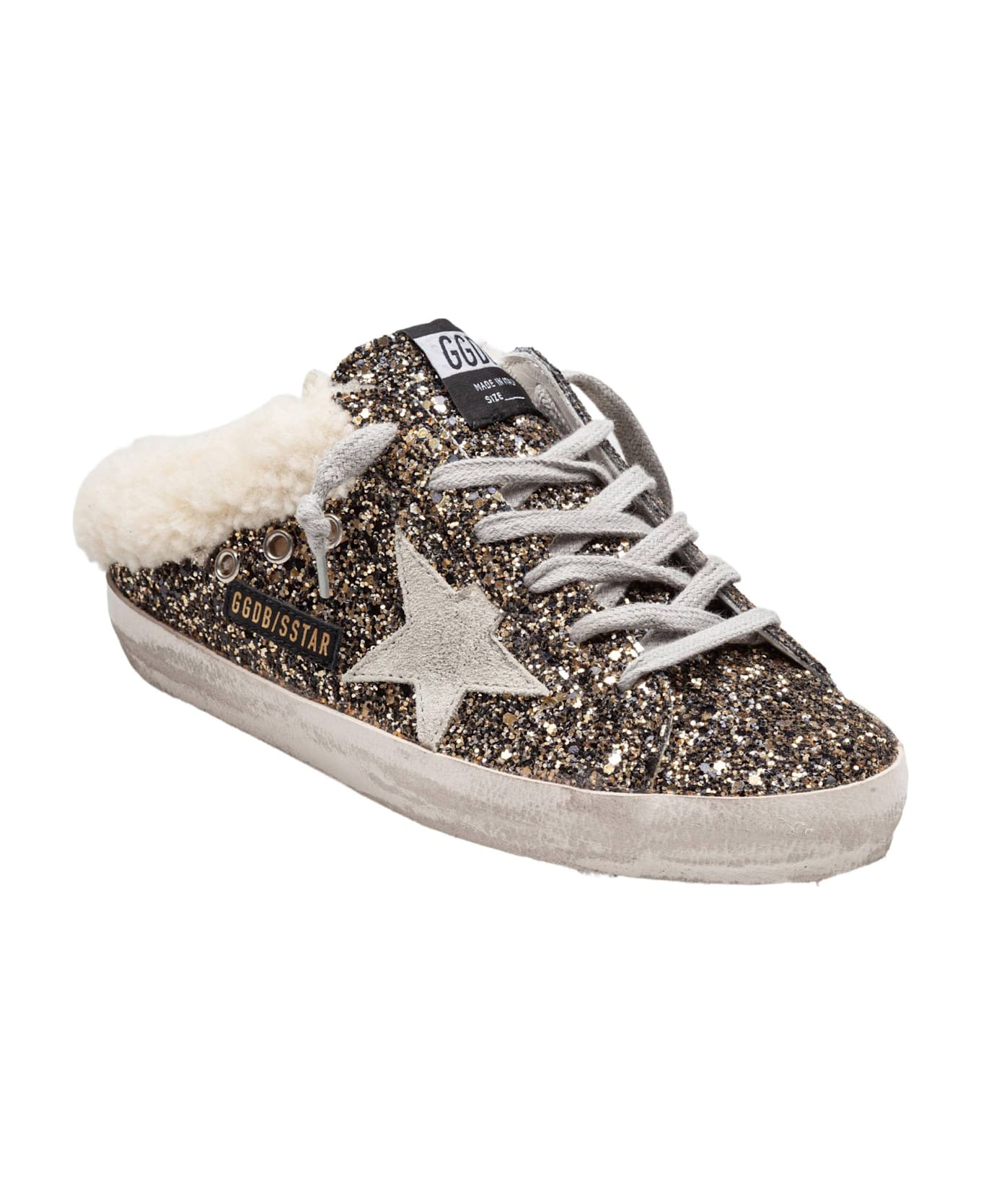 Golden Goose Sneakers Super Star In Glitter Color Black/gold - Black gold/Beige/Ice