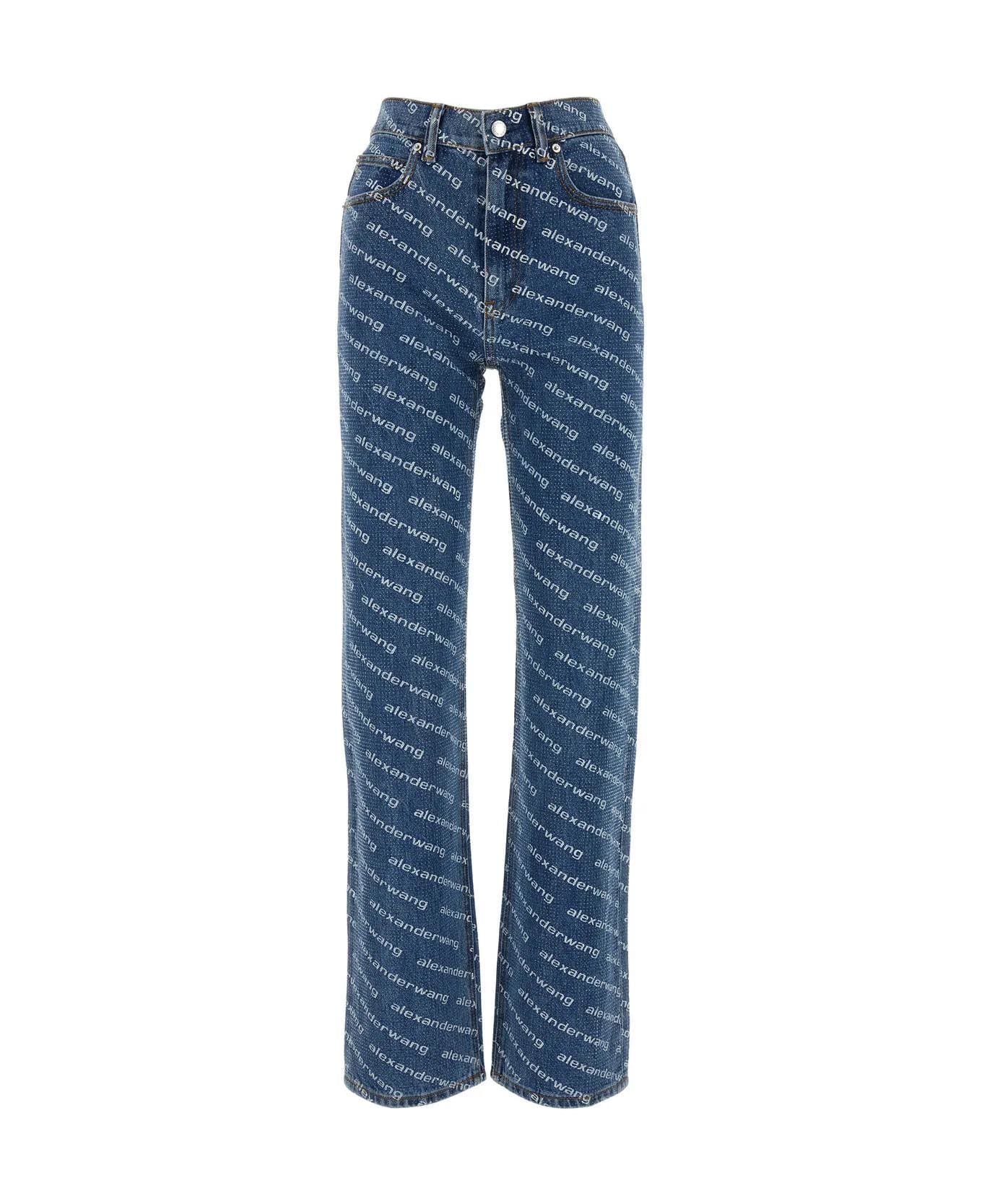 Alexander Wang Printed Denim Jeans - DEEPBLUEWHITE