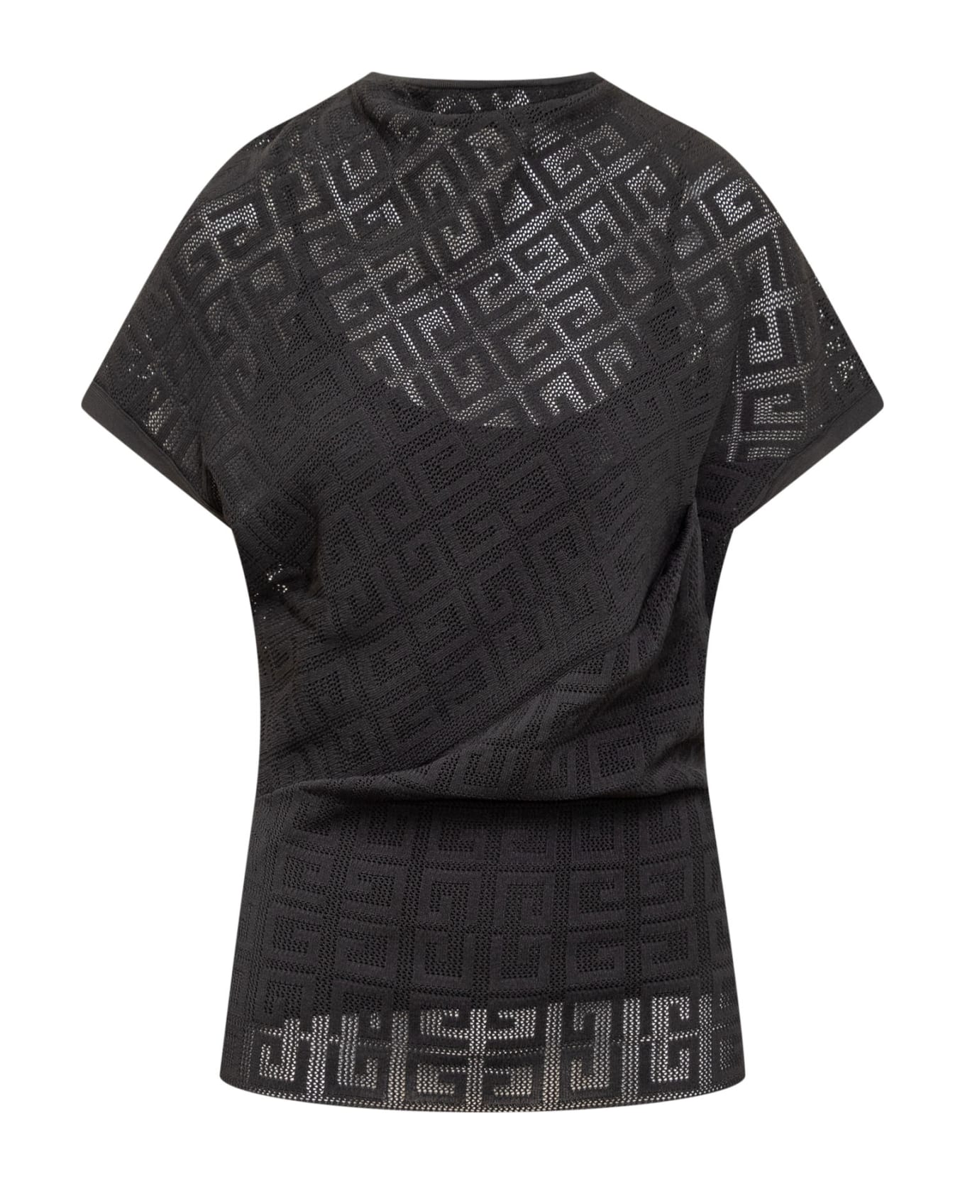 Givenchy Draped Short Sleeves Top - BLACK トップス