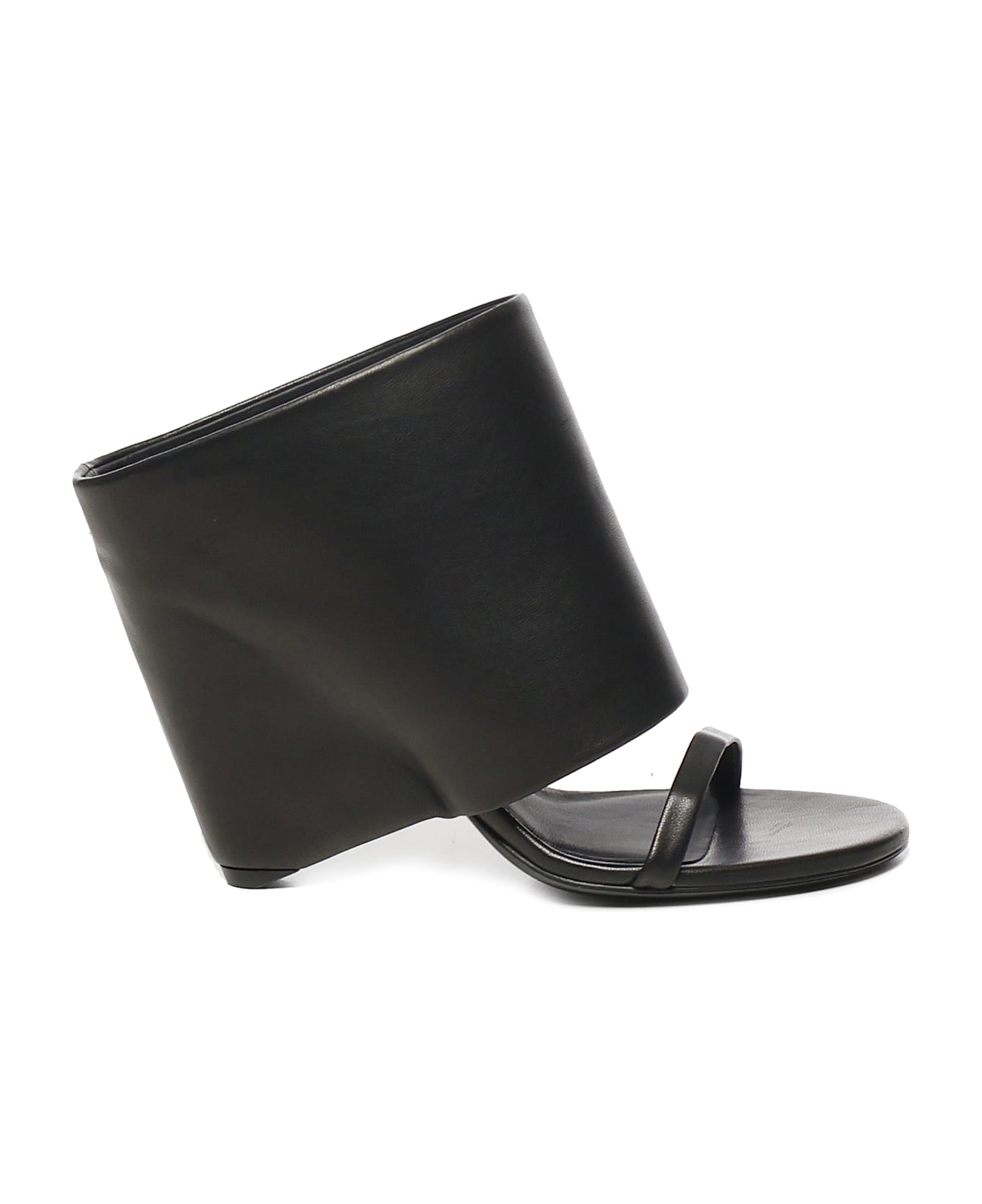 Courrèges Leather Wedge Mules - Black