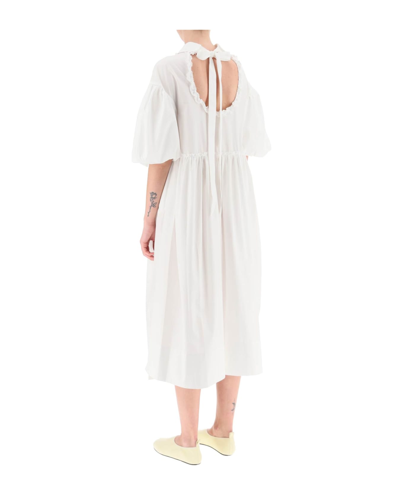 Simone Rocha Poplin Dress With Puff Sleeves - WHITE PEARL (White)