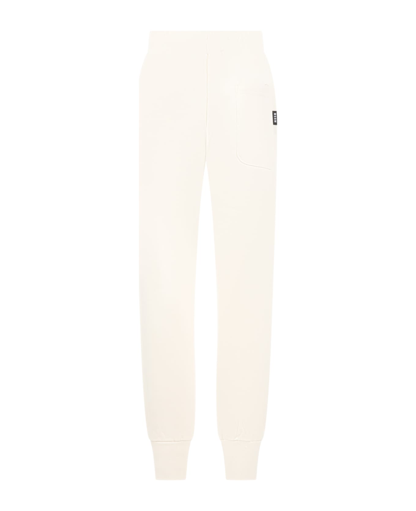 MSGM Ivory Sweatpants For Kids With Black Logo - Ivory ボトムス