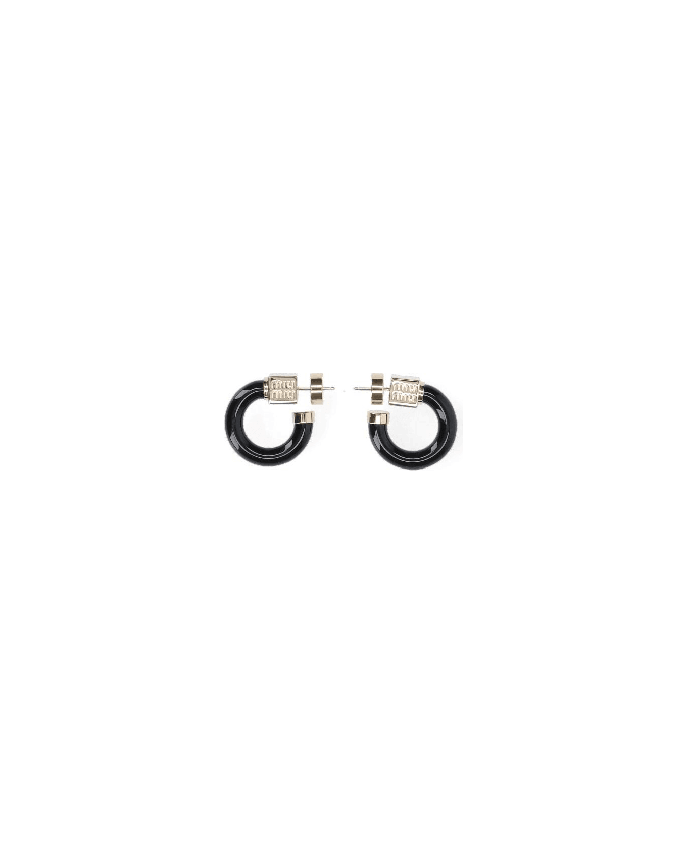 Miu Miu Logo Earrings - Oro+nero イヤリング