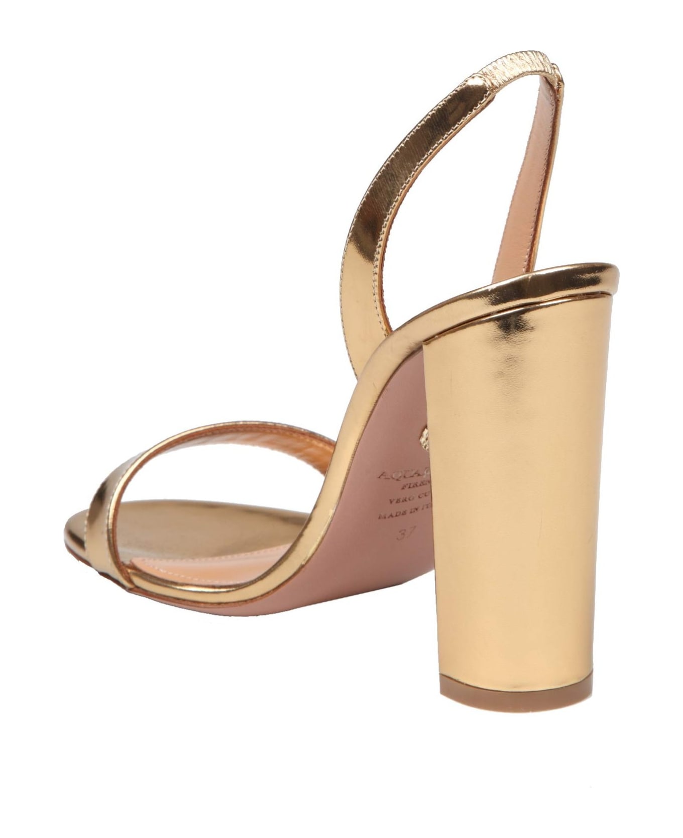 Aquazzura So Nude Sandal In Mirror Effect Leather - Soft Gold