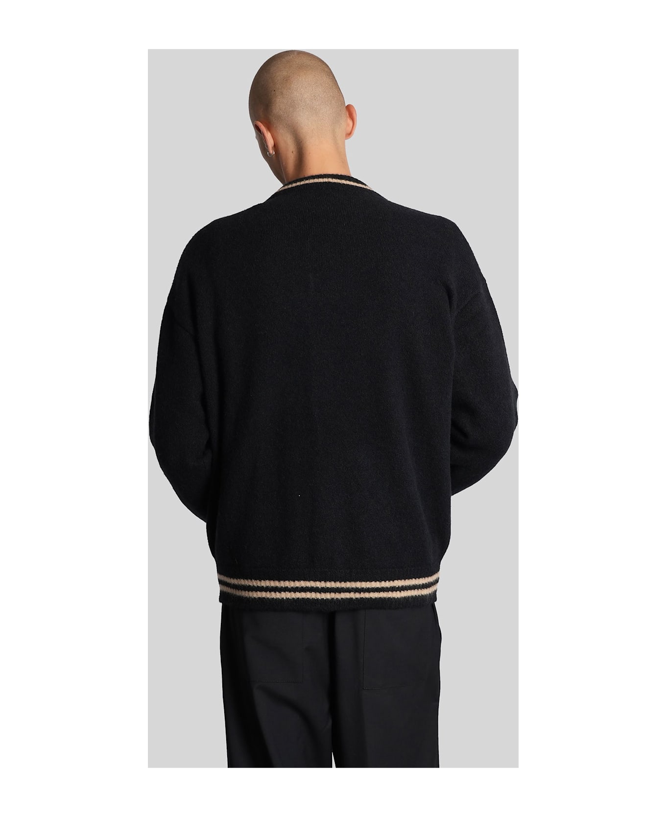 Laneus Bomber Jacket In Black Cashmere - black