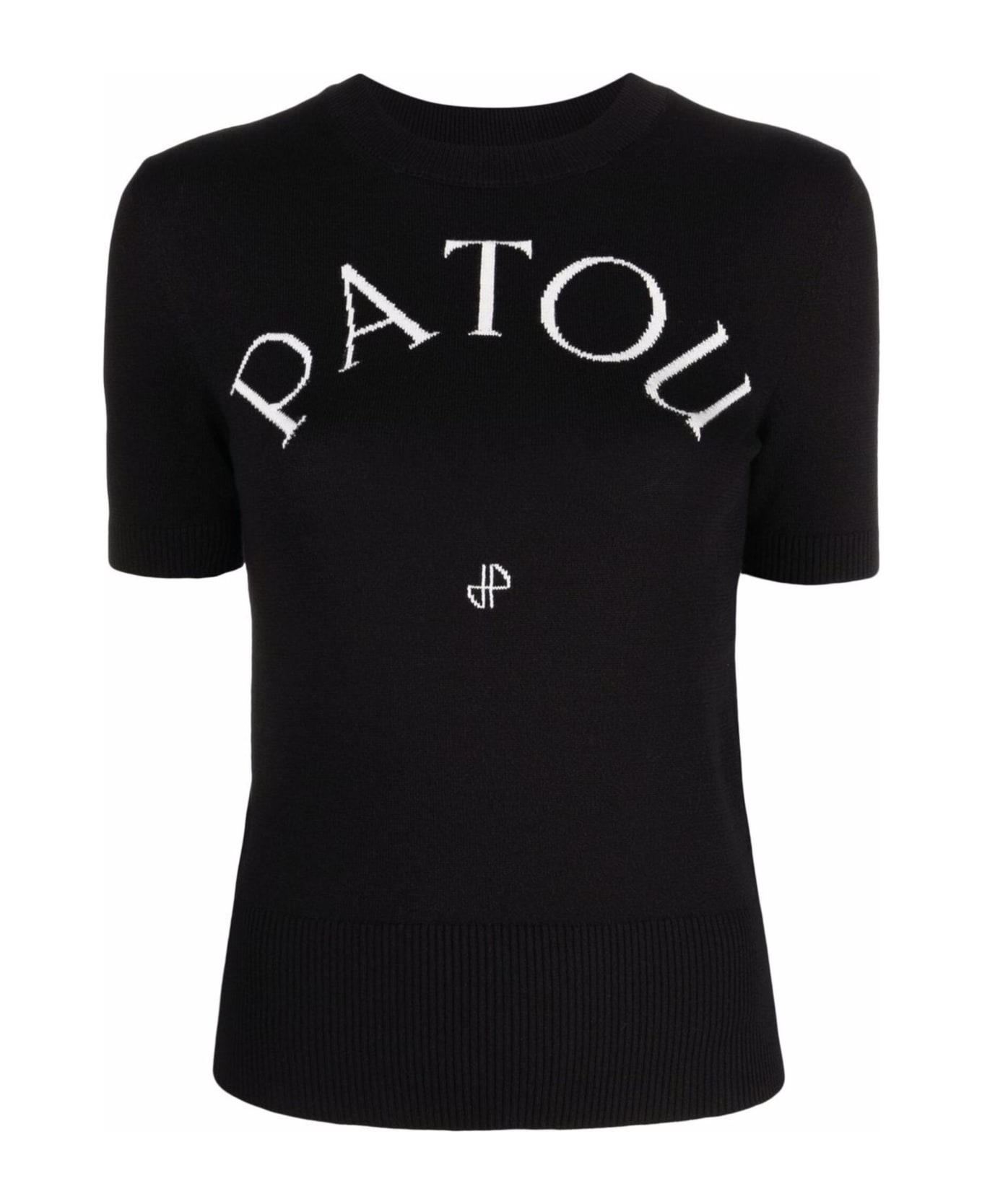 Patou Black Organic Cotton Blend Knit Top - Black