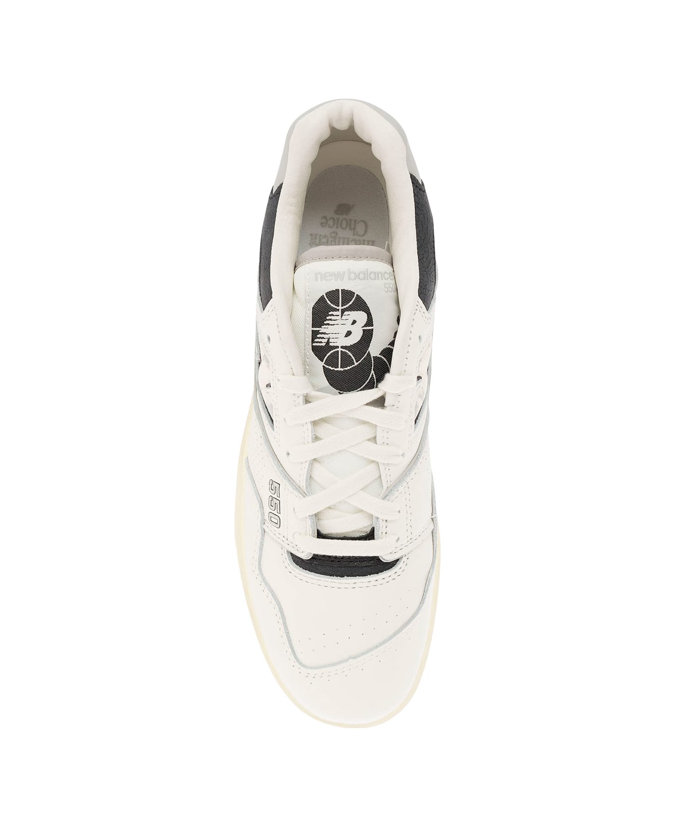 New Balance '550' White And Grey Low Top Sneakers With Logo And Contrasting Details In Leather Man - Grey