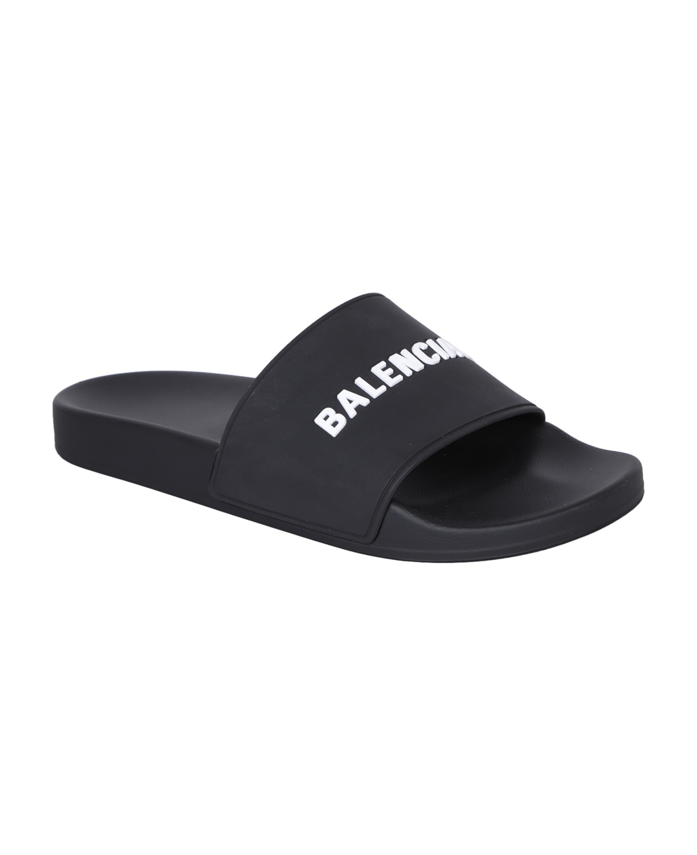 Balenciaga Logo-embossed Pool Slides - Black
