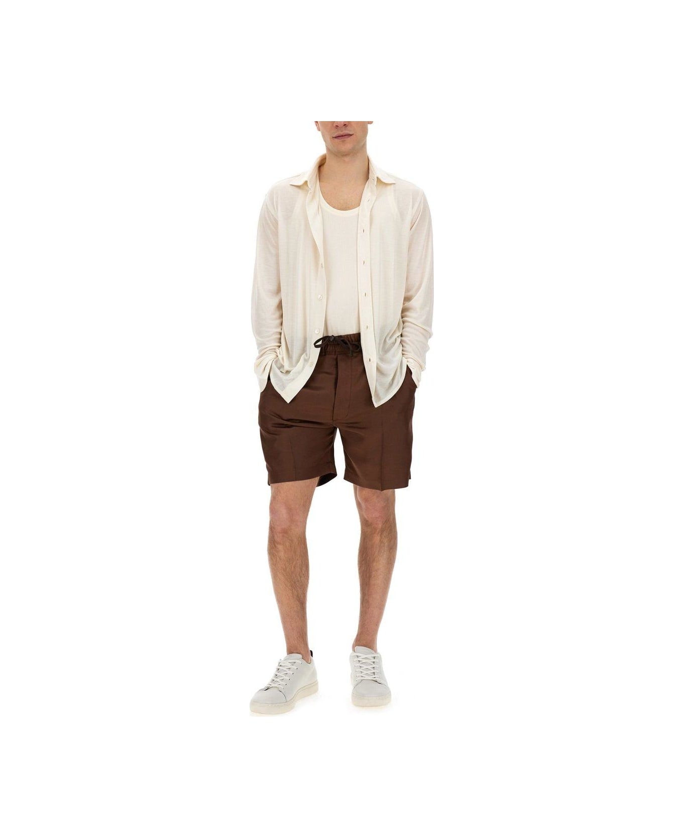 Tom Ford Drawstring Silk Bermuda Shorts - CHOCOLATE