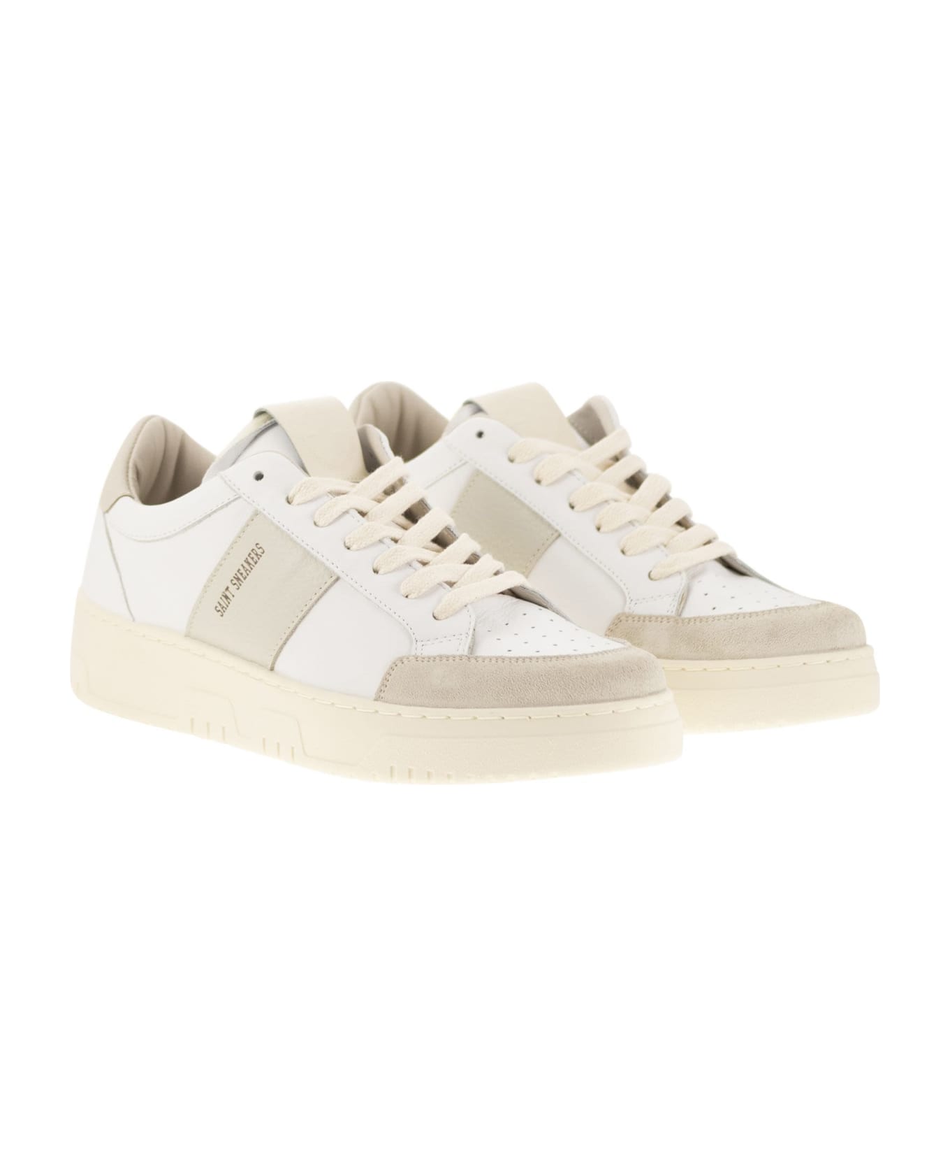 Saint Sneakers Sail - Leather And Suede Trainers - White/marble