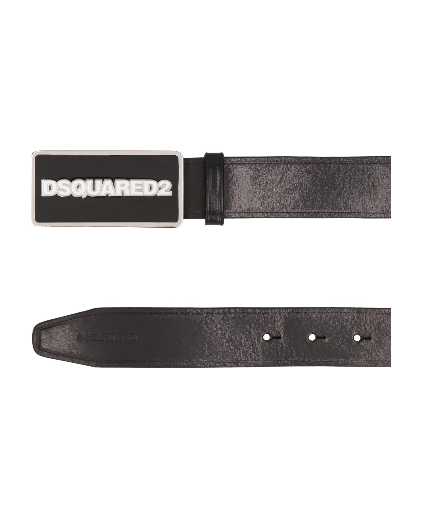 Dsquared2 Logo Buckle Leather Belt - black ベルト