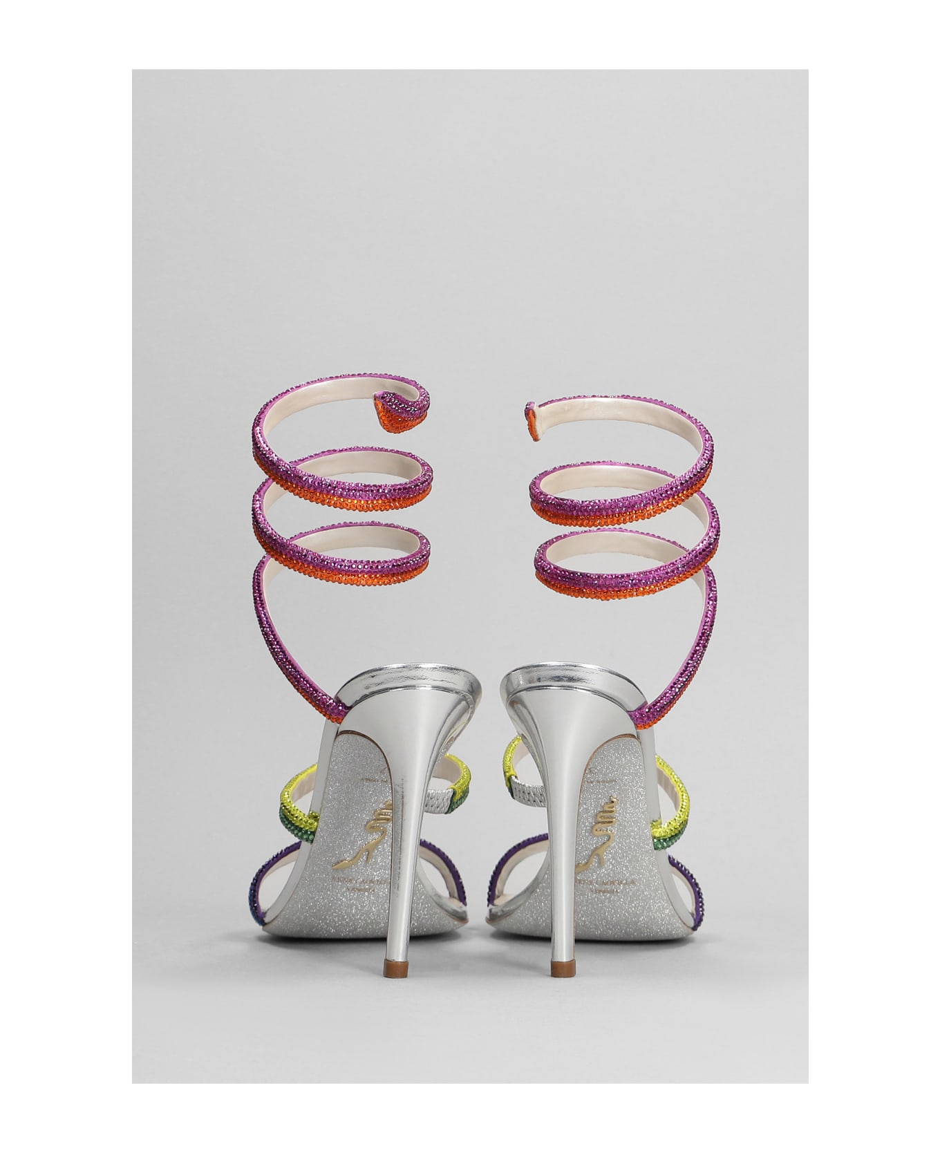 René Caovilla Rainbow Sandals In Silver Leather - silver サンダル