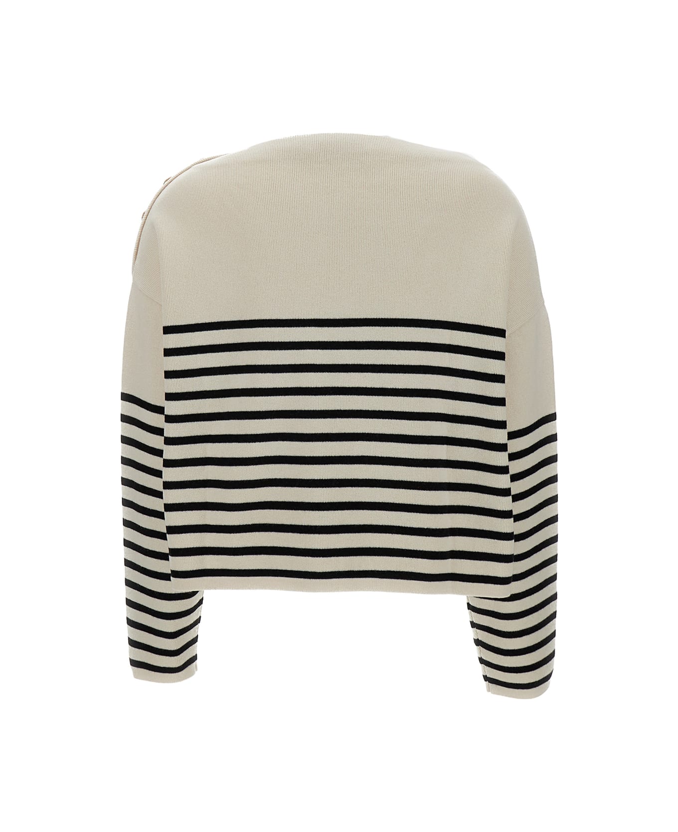 Philosophy di Lorenzo Serafini Black & White Boat Neck Sweater In Cotton Blend Woman - White ニットウェア