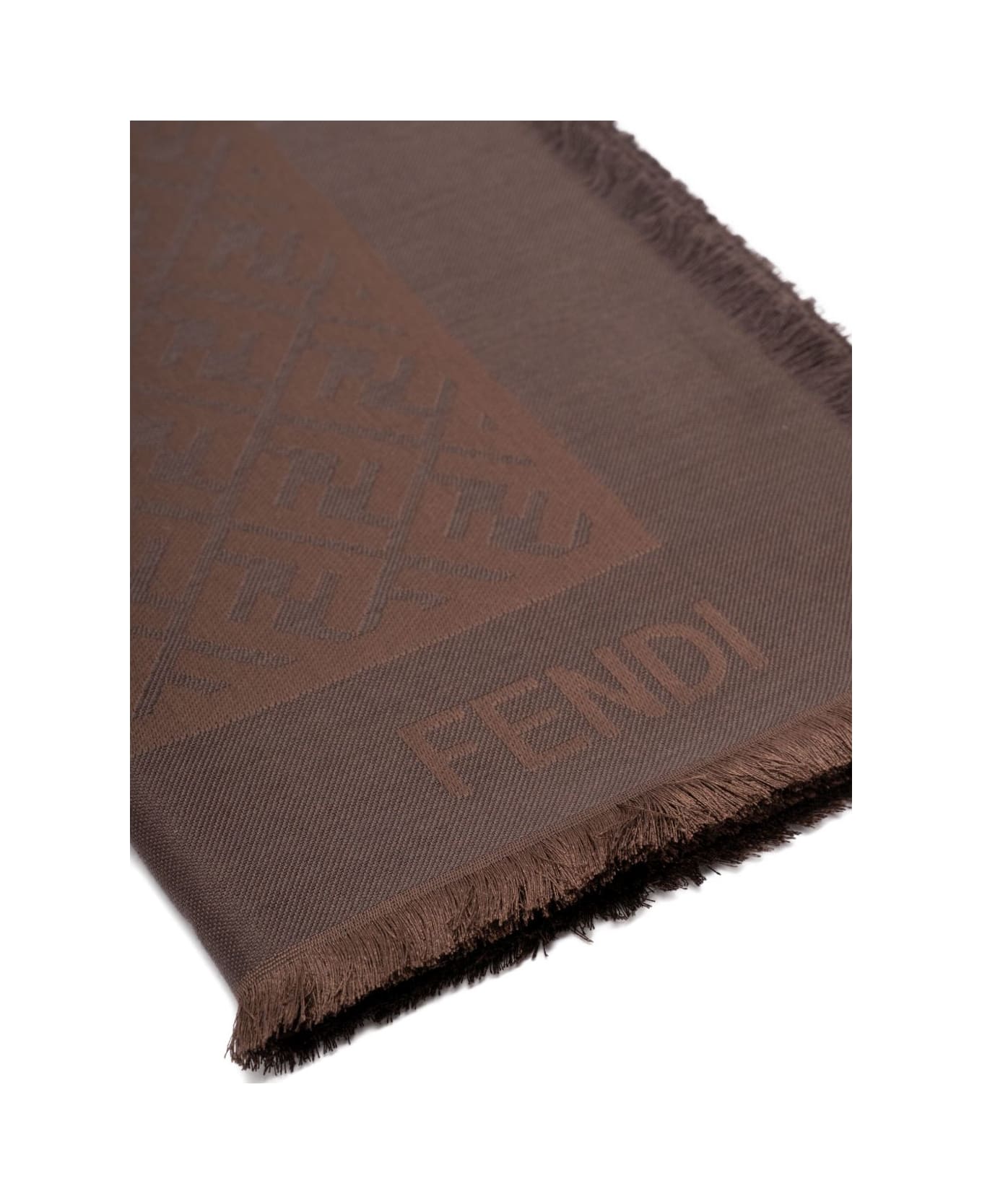 Fendi Ff Silk And Wool Scarf - Brown
