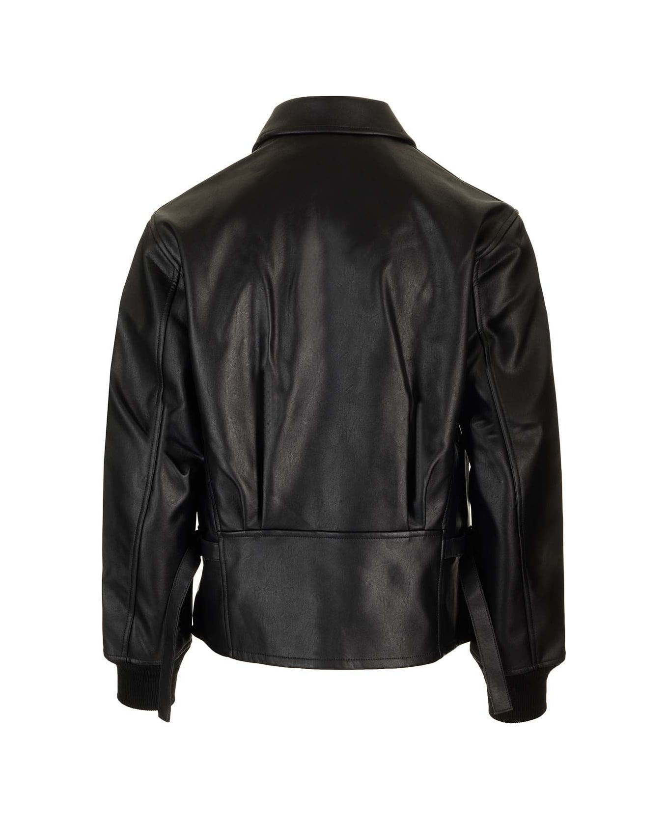 Y-3 ' Pleather' Bomber Jacket - Black