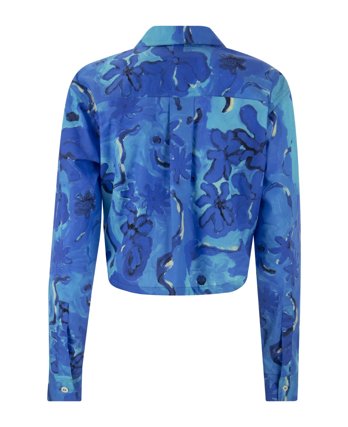 Marni Cotton Shirt With Drawstring - Cobalt Blue シャツ
