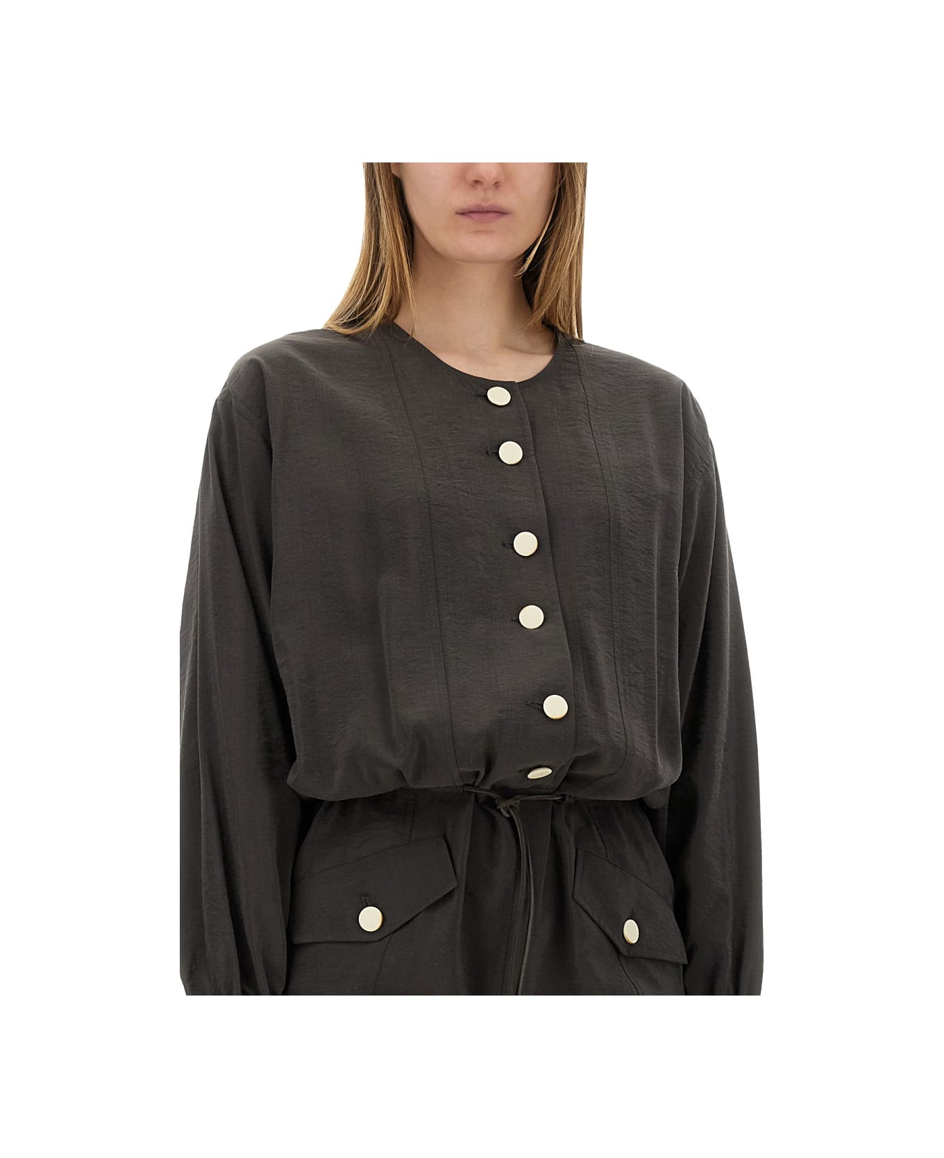 Alysi Short Silk Canvas Jumpsuit - GREY