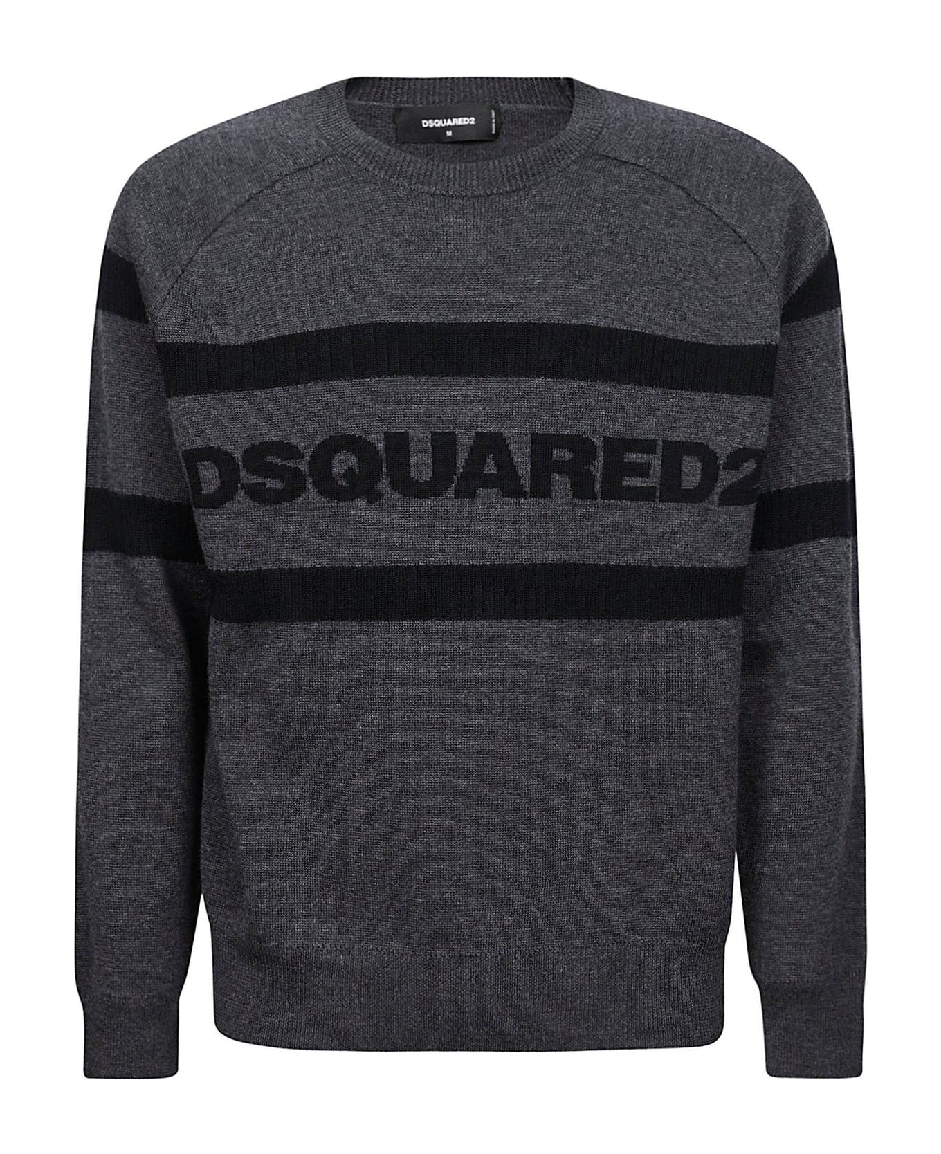 Dsquared2 Logo Intarsia Crewneck Knitted Sweater - Grigio