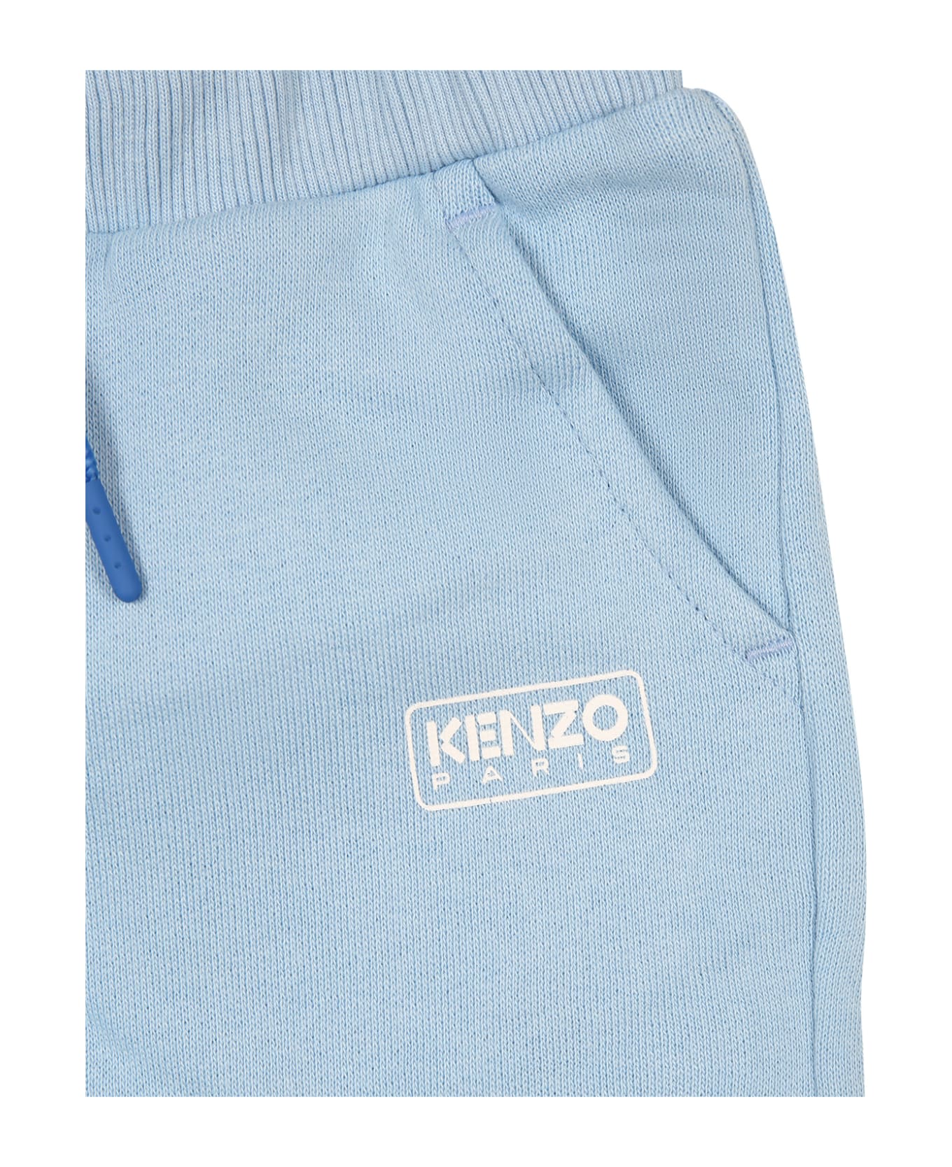 Kenzo Kids Light Blue Shorts For Baby Boy With Logo - Light Blue ボトムス