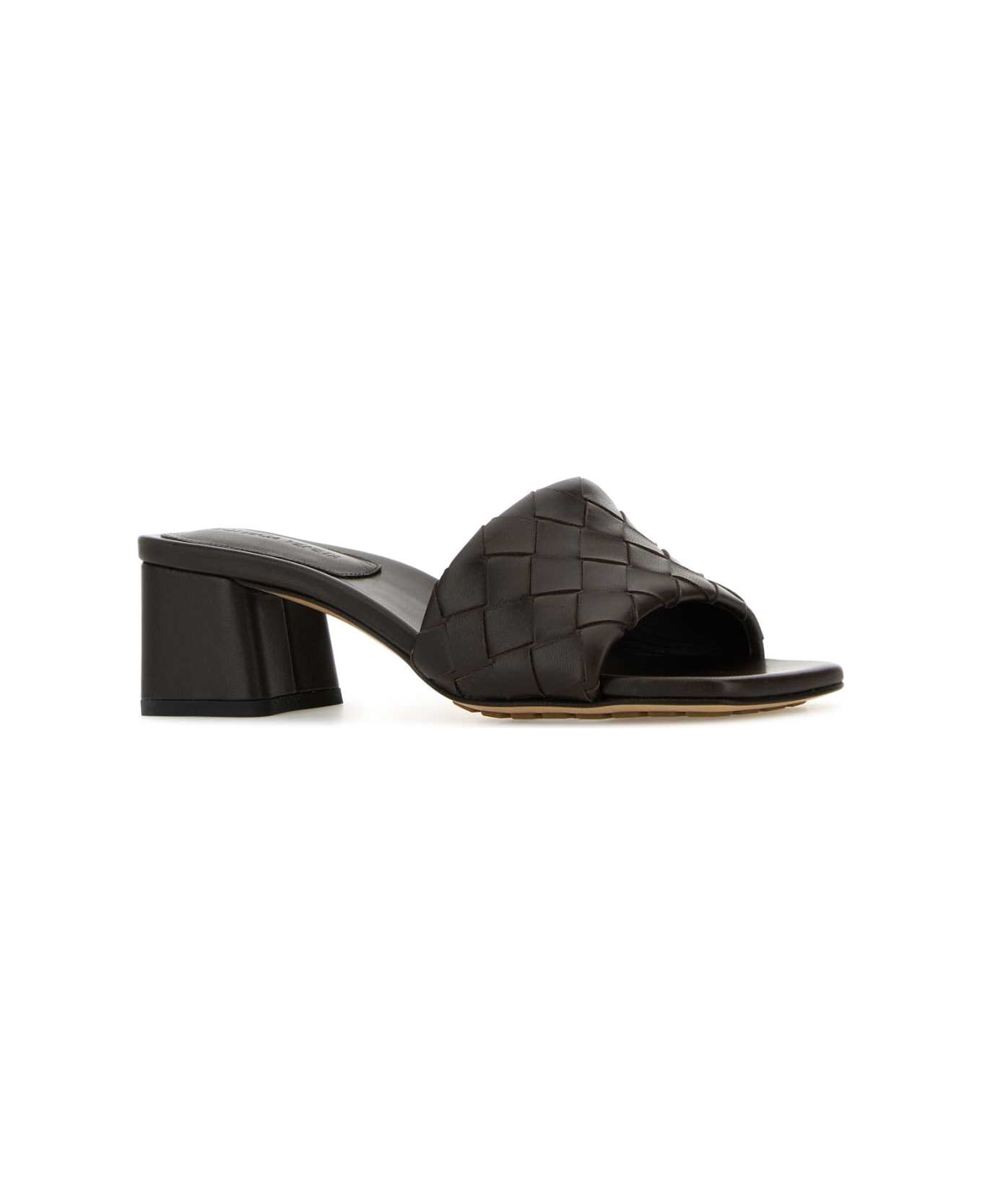 Bottega Veneta Brown Leather Parco Mules - FONDANT