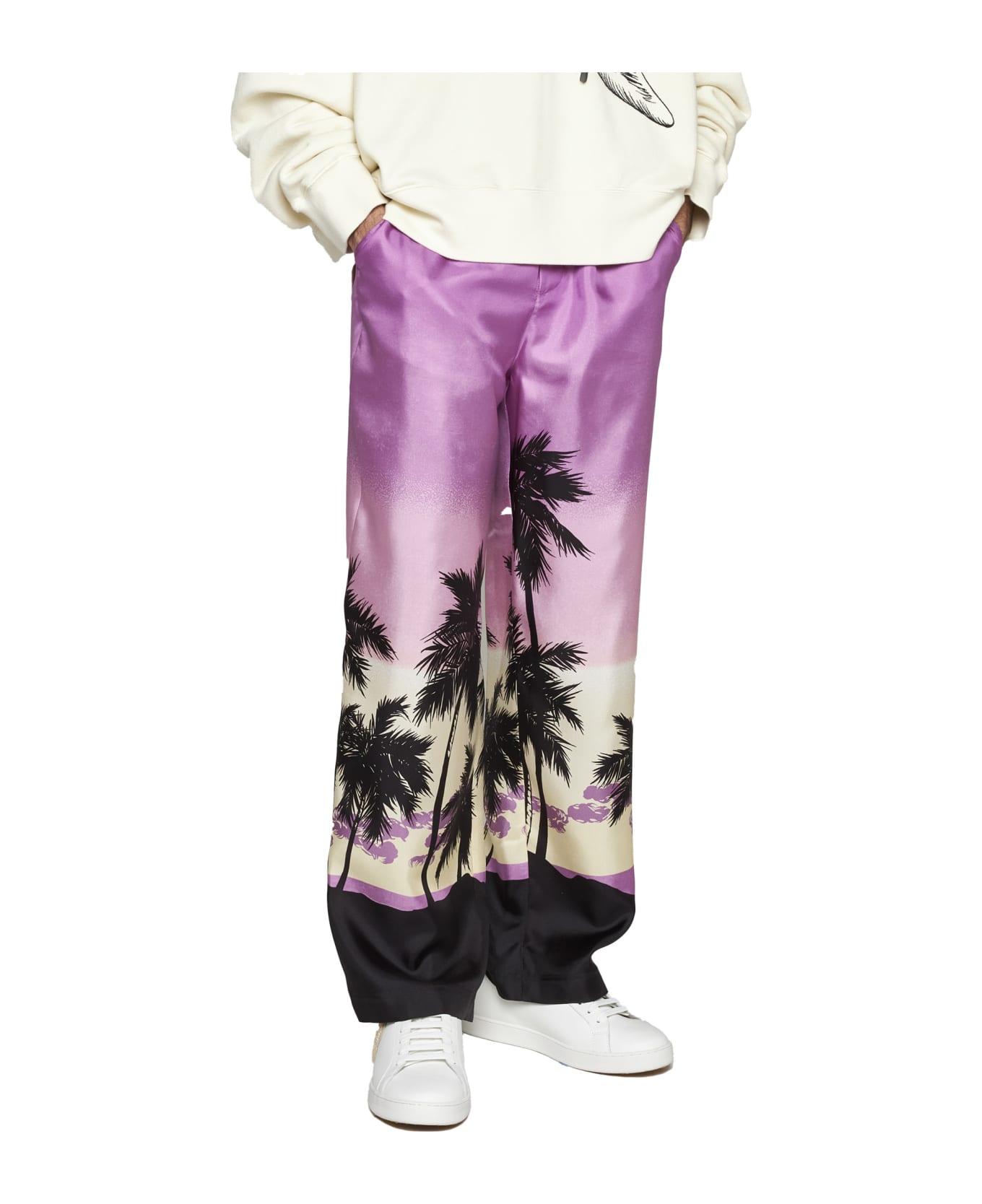 Palm Angels Printed Silk Pants - Purple
