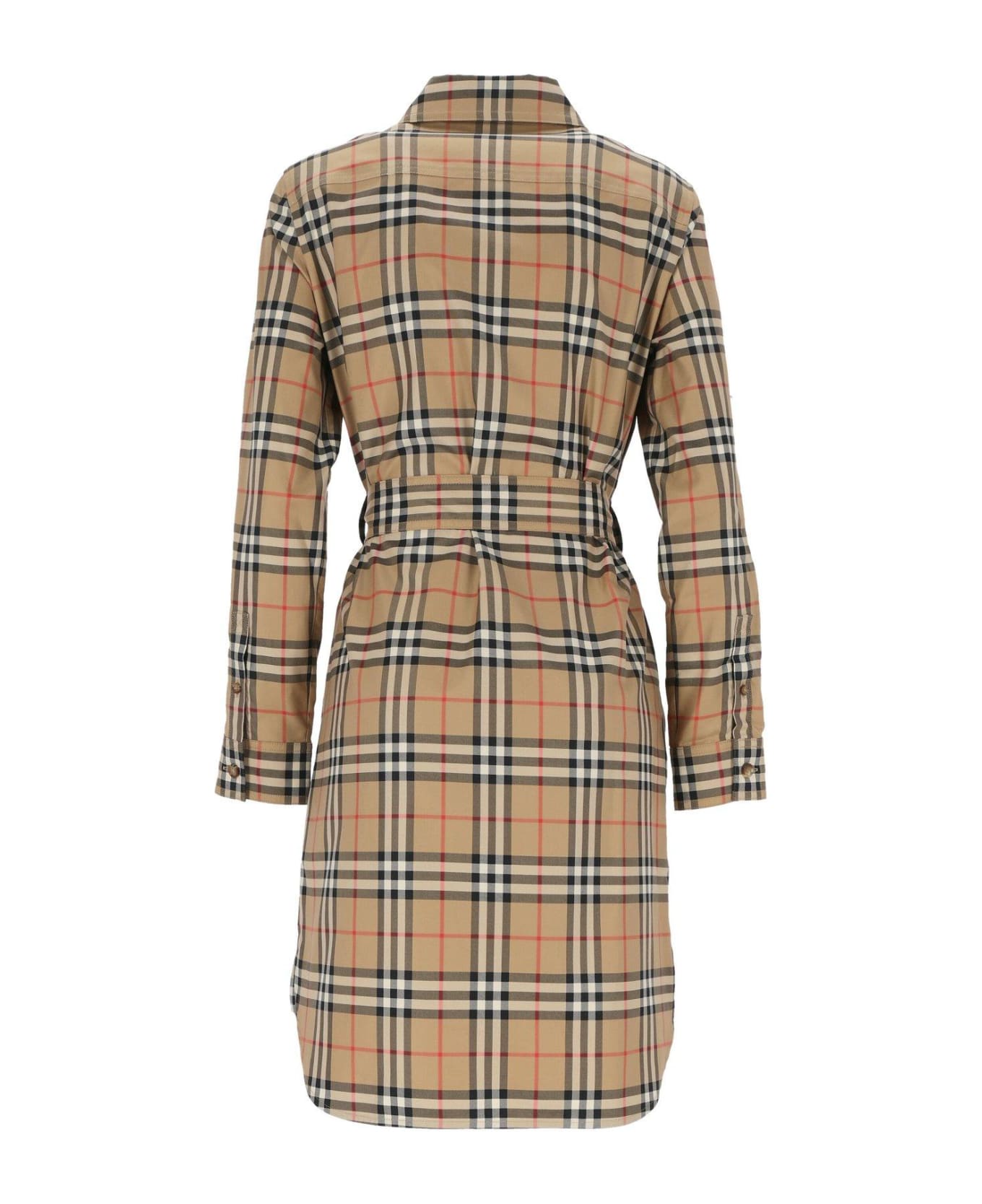 Burberry Vintage Check-pattern Belted Shirt Dress - Beige