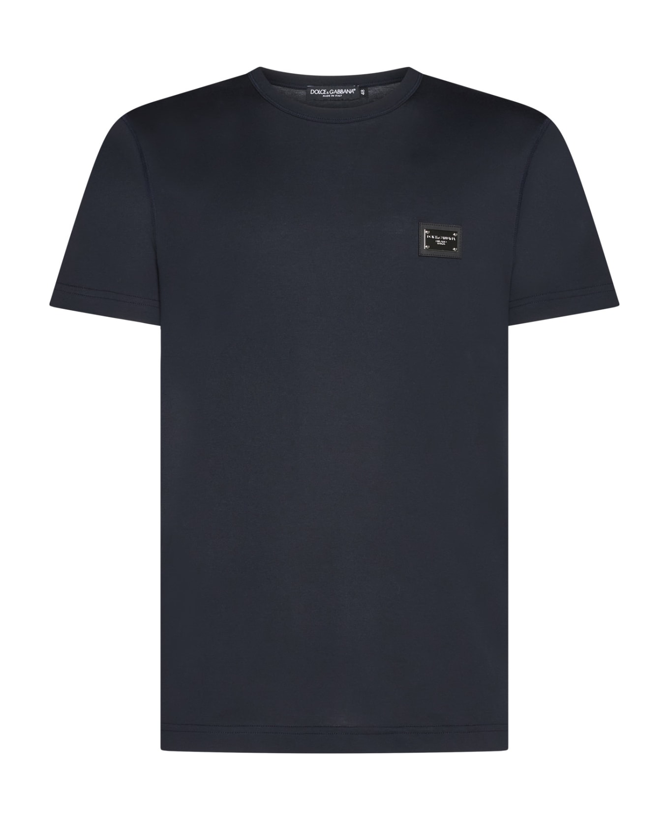 Dolce & Gabbana T-shirt With Logo Plaque - Blu scurissimo 1