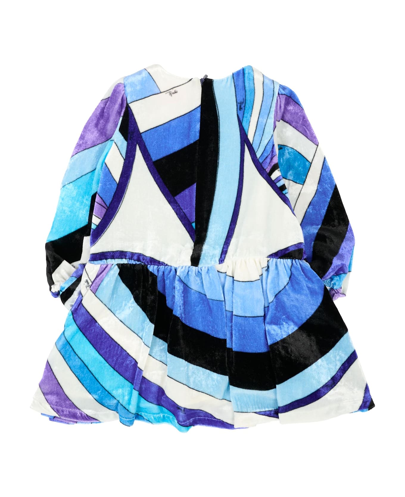 Pucci Blue Dress For Baby Girl With Marble Print - Blue