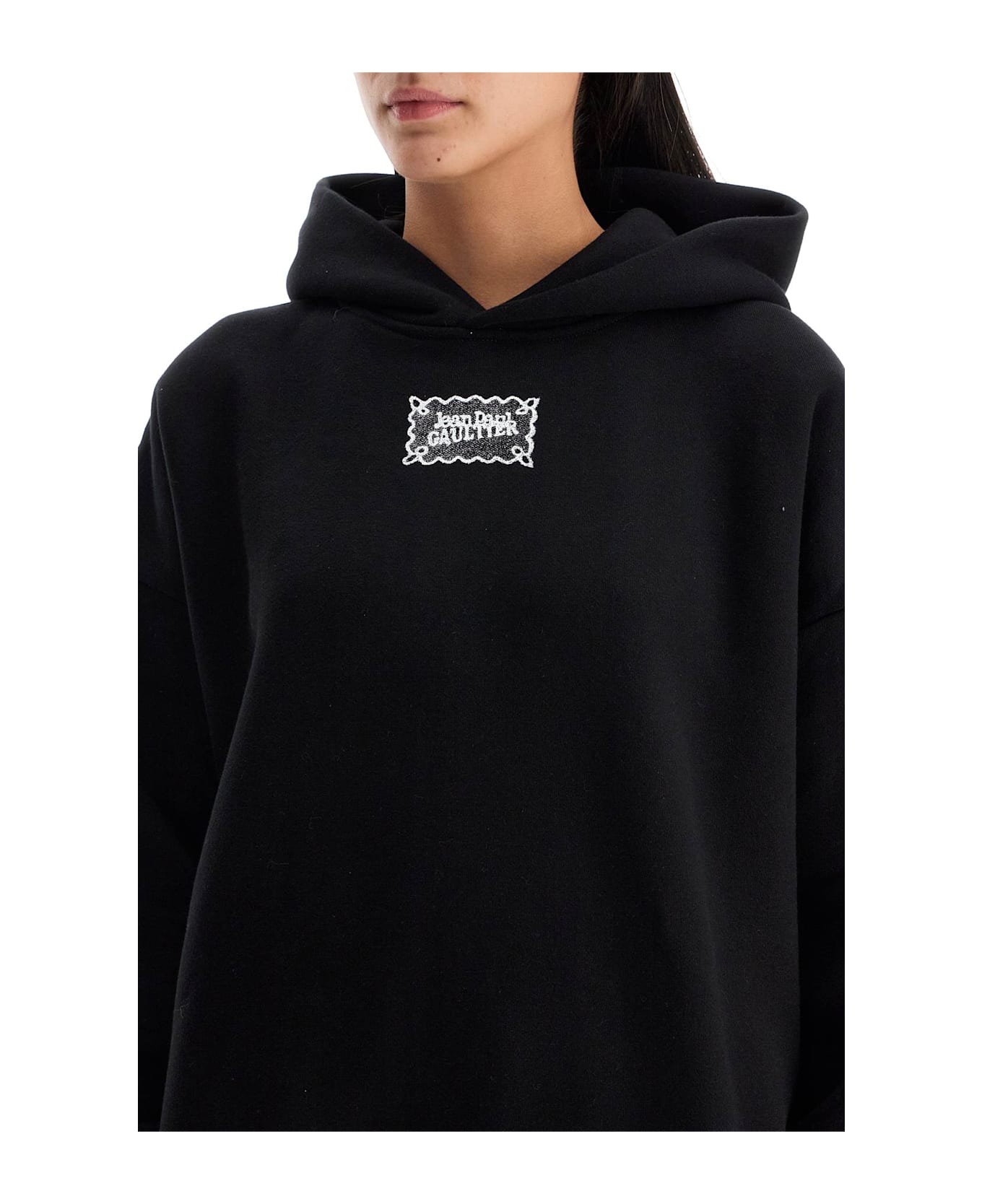 Jean Paul Gaultier Oversized Hoodie With Hood - BLACK/WHITE (Black)