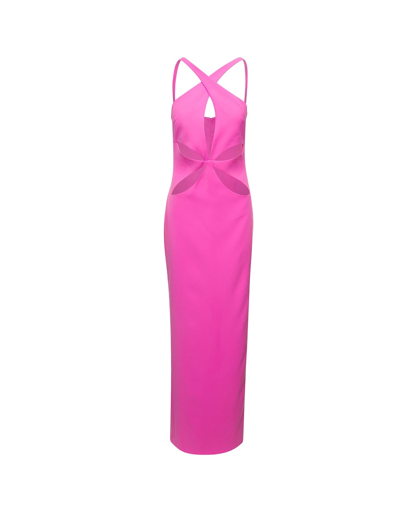 Monot Pink Halterneck Petal Cutout Dress In Tech Fabric Woman - Pink