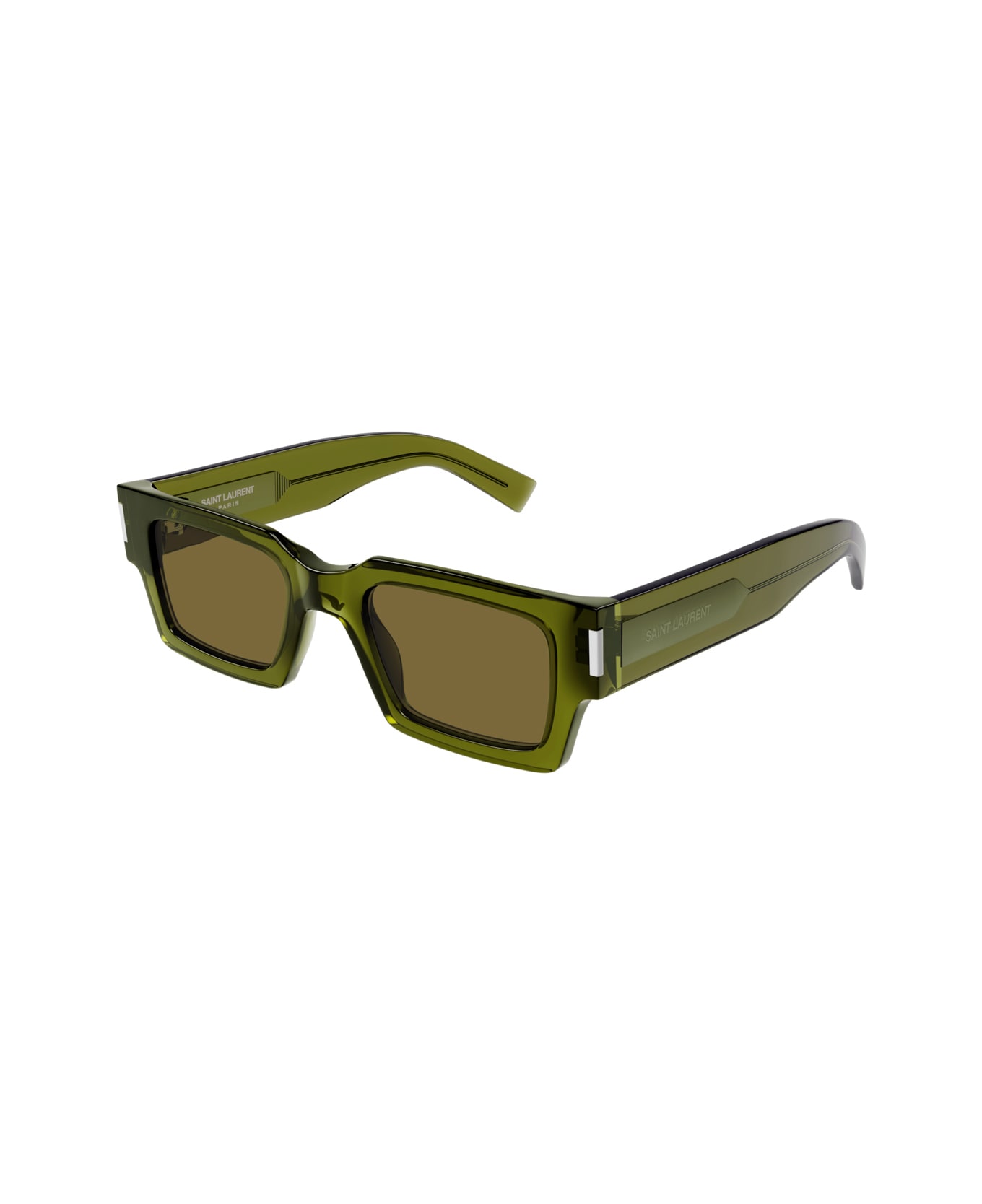 Saint Laurent Eyewear Saint Laurent Sl 572 Linea Corner Angle 005 Green Brown Sunglasses - Verde