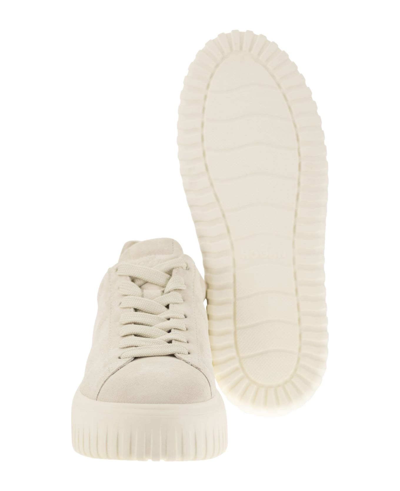 Hogan Suede H-stripes Sneakers - Ivory