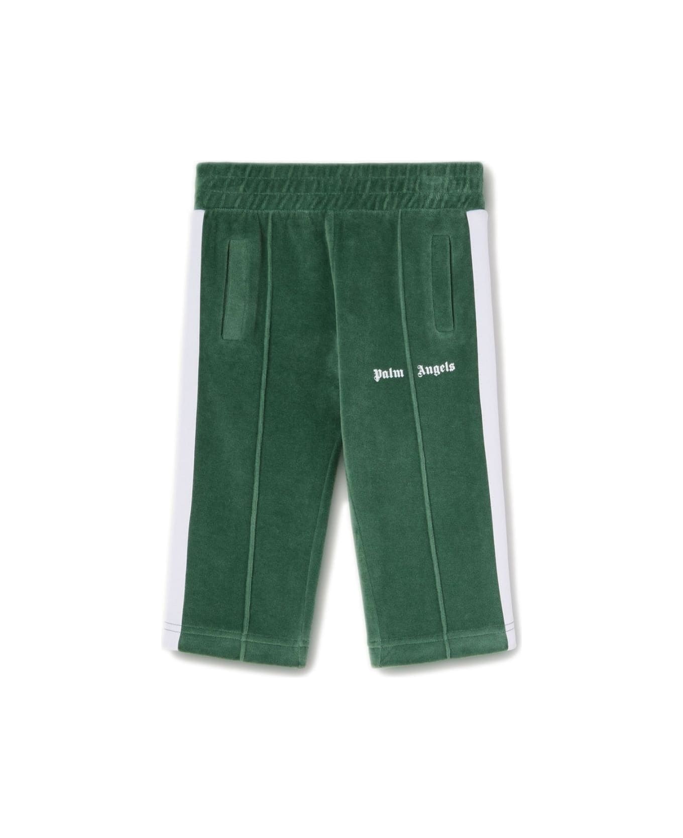 Palm Angels Green Track Pants With Logo - Green