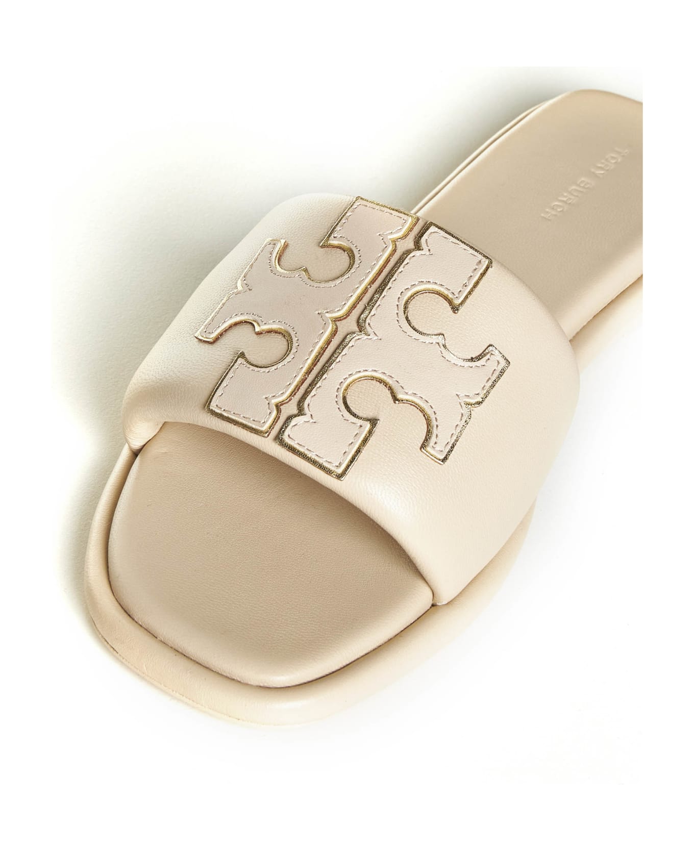 Tory Burch 'double T' Leather Sandals - Dulce De Leche/gold