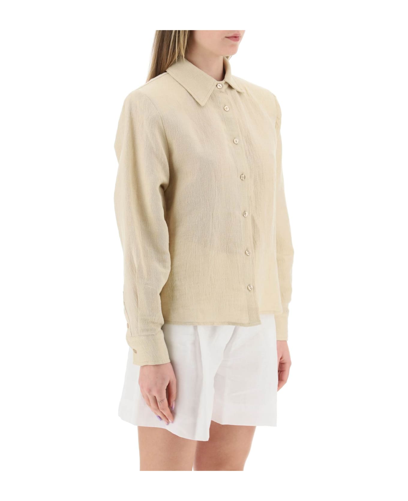 MVP Wardrobe 'malibu' Cotton Linen Shirt - NUDE (Beige)