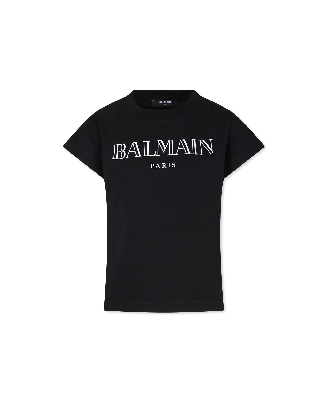 Balmain Black T-shirt For Girl With Logo - Black/white