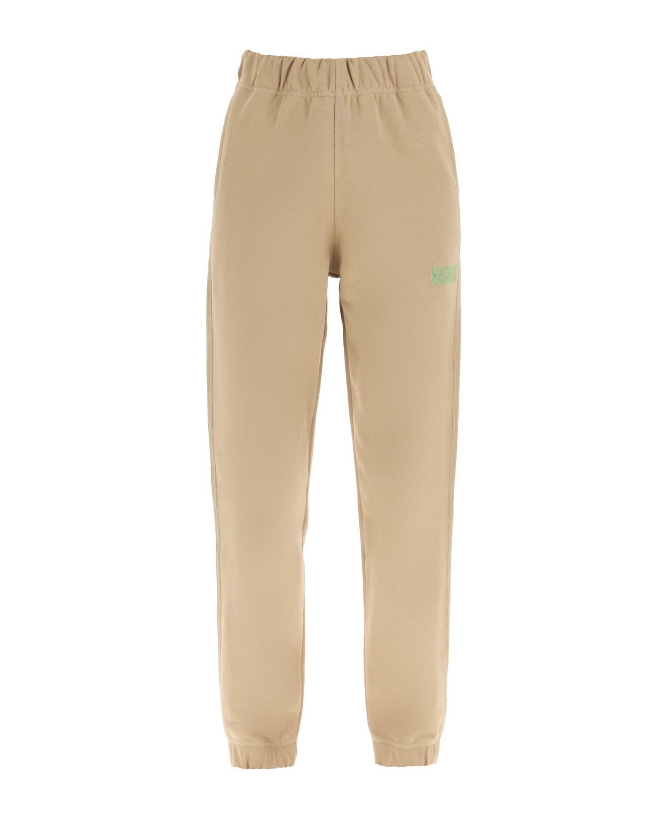 Ganni Logo Embroidery Jogger Pants - PETRIFIED OAK (Beige) スウェットパンツ