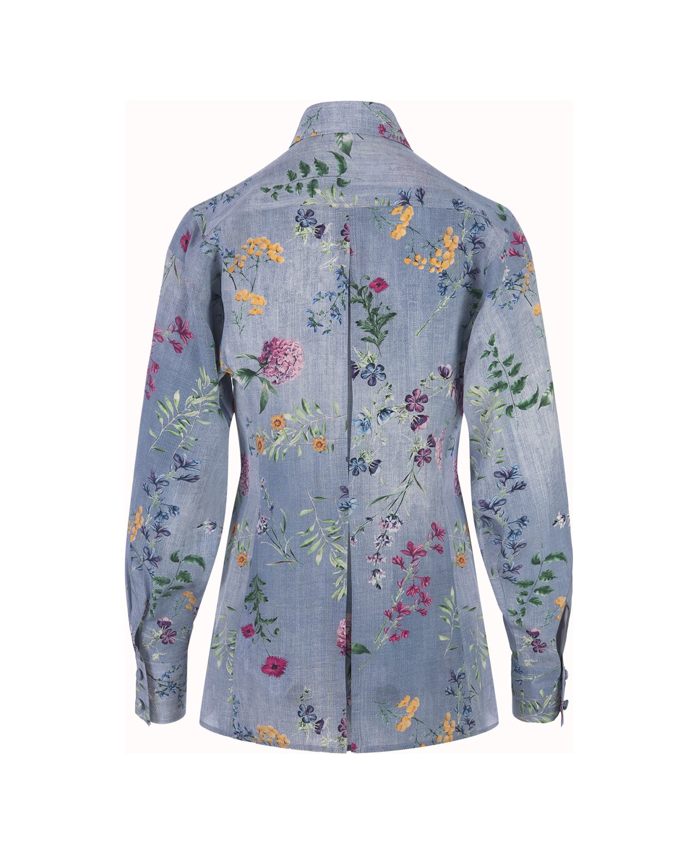 Ermanno Scervino Silk Shirt With Floral Print - Blue シャツ